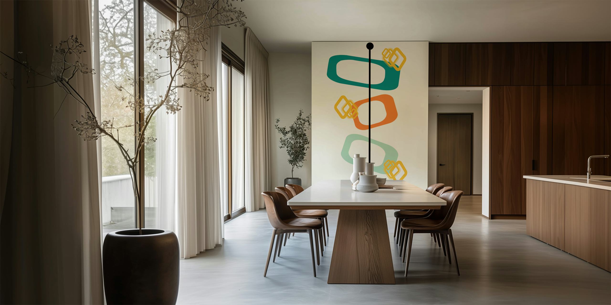 Mid Century Modern Shapes 02 tapet i ett rum