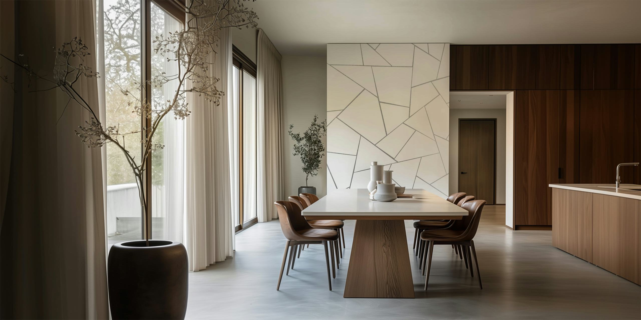 Geometric pattern in silver and gray tones wallpaper