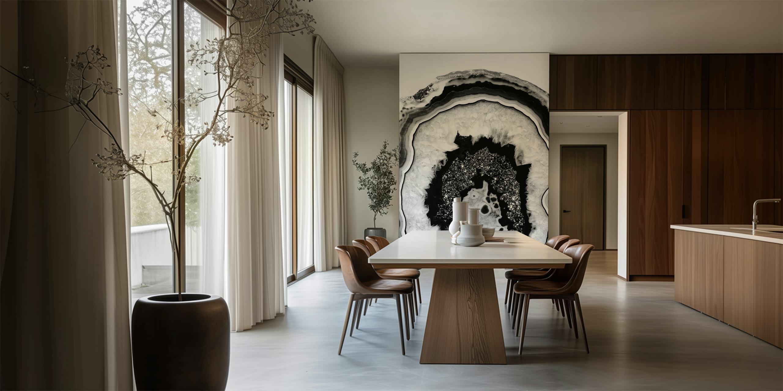 Papel pintado Gray Black White Agate Black 2 en una habitación
