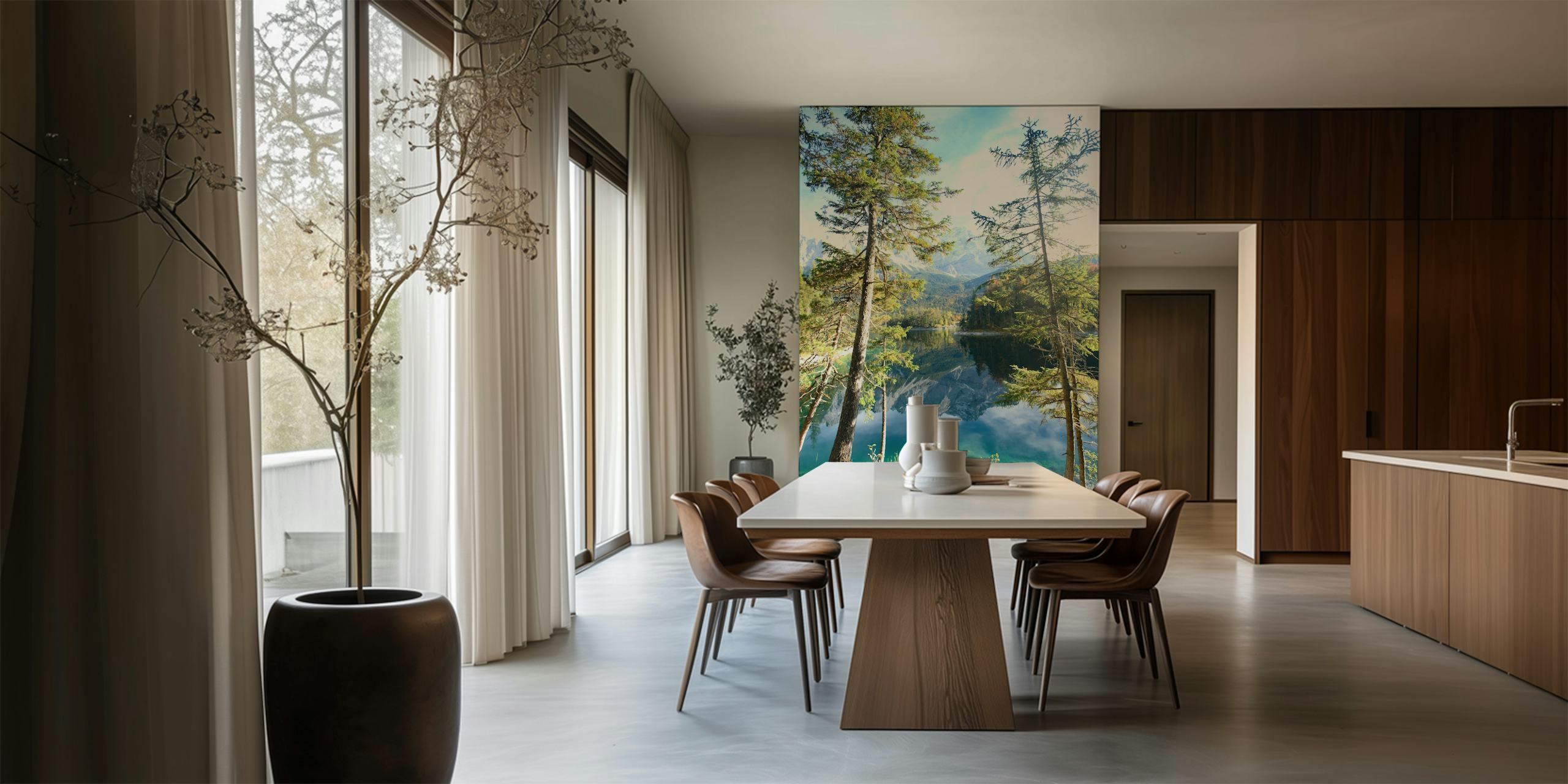 Mountain Lake Bliss 2 wallpaper in een kamer