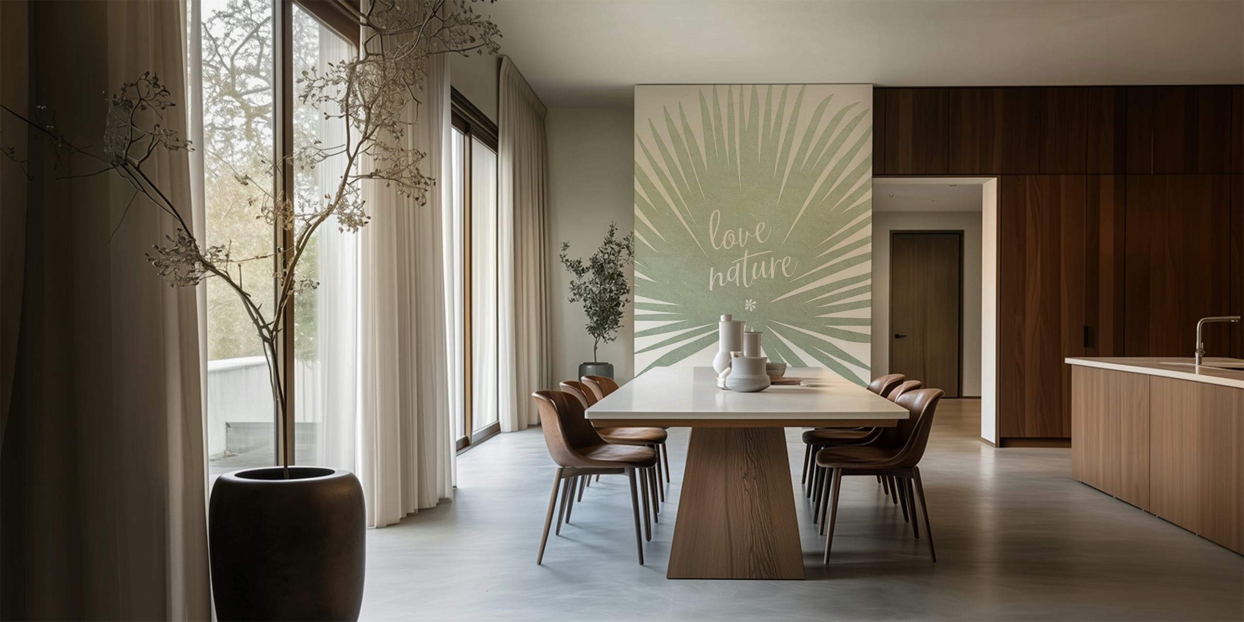 Love nature ταπετσαρία με φύλλα φοίνικα