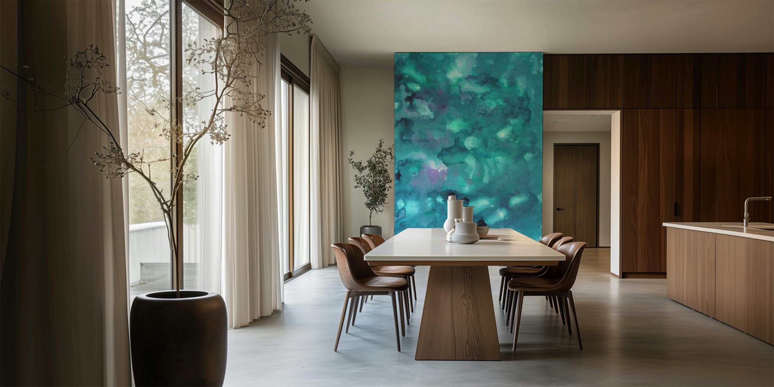 Tapeta Dreamy Ocean Painting v pokoji
