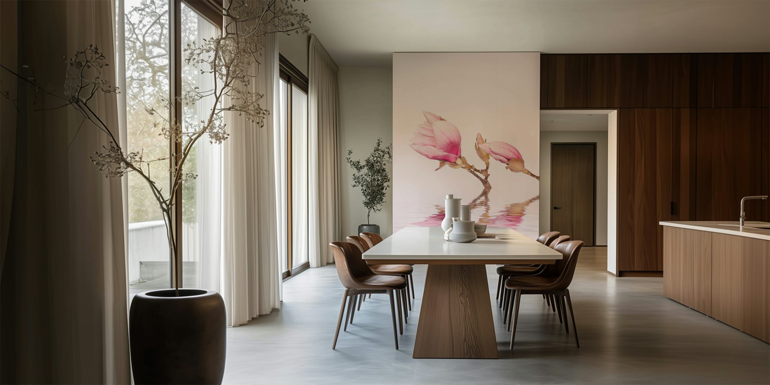 Pink Magnolia Flower Zen Art w pokoju