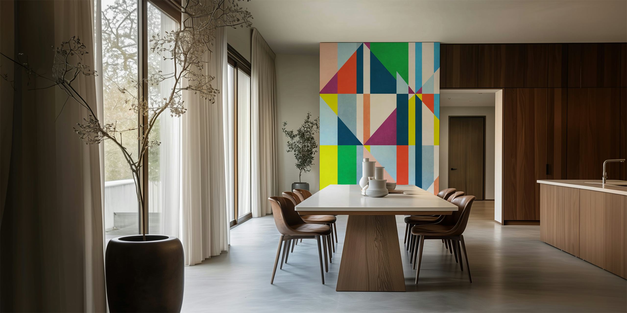 Geometric Concept 31 papel pintado en una habitación moderna