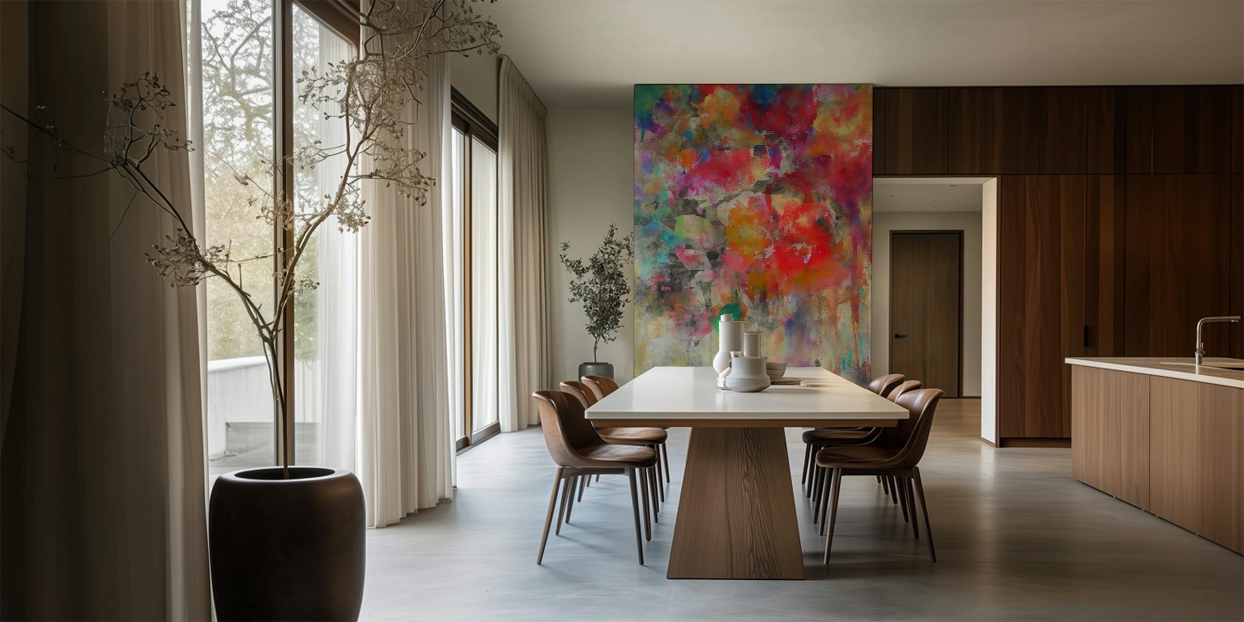 Colorful watercolor floral pattern with vibrant hues wallpaper