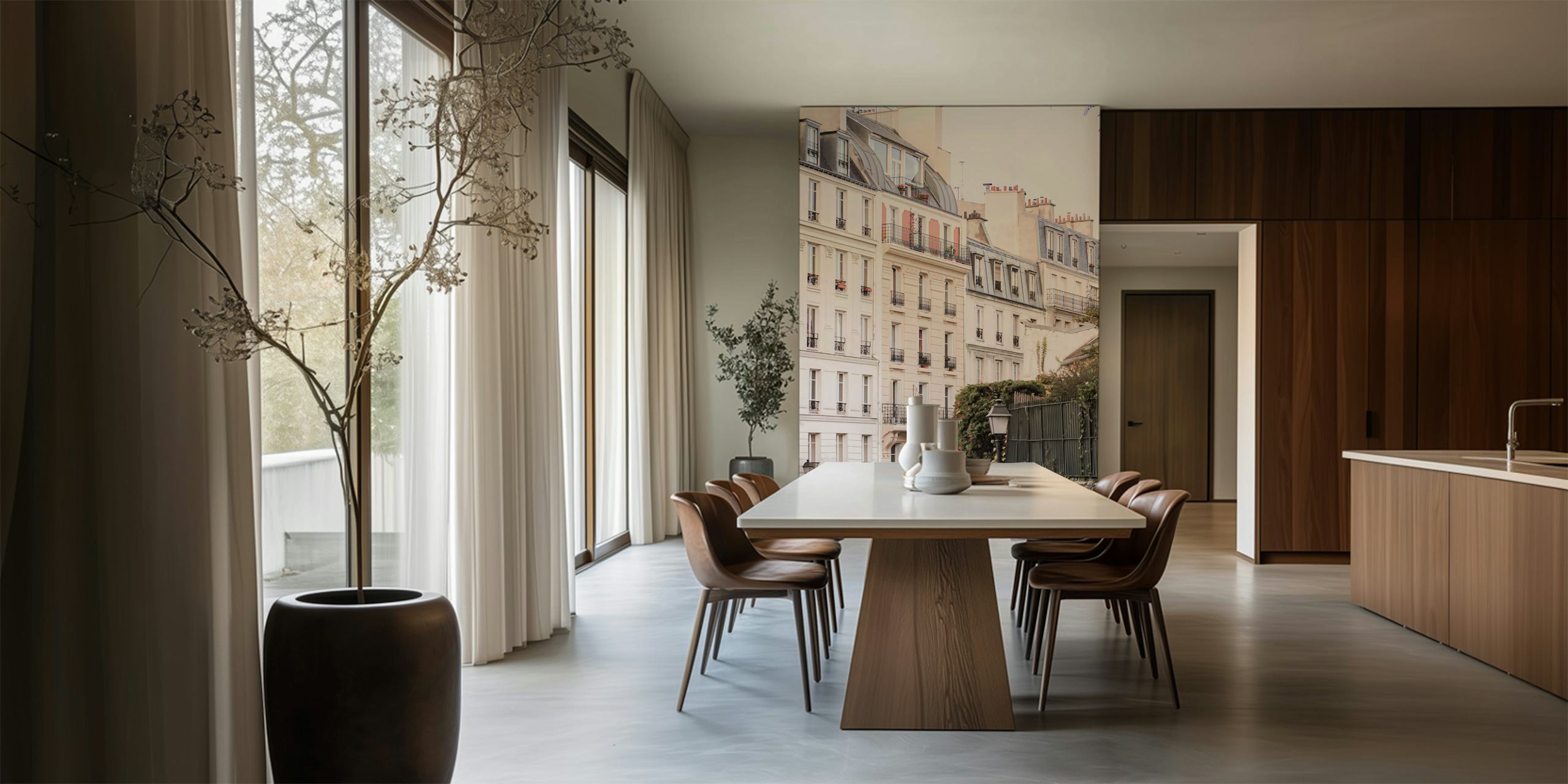 Wandbild „Pariser Gebäude Montmartre“ mit klassischer Pariser Architektur und Straßenansichten.