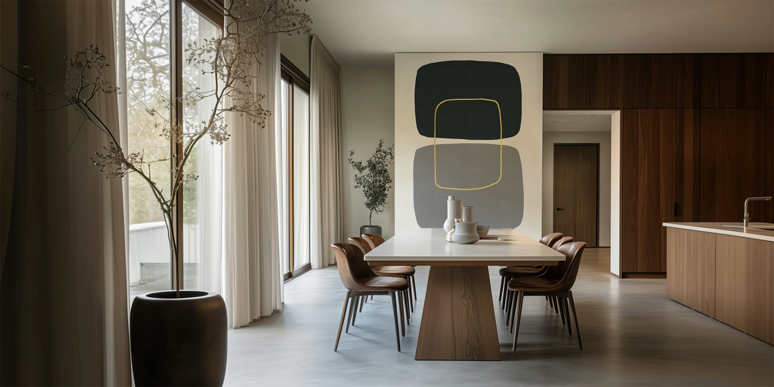 Papel pintado Abstract shapes exhibido en una habitación