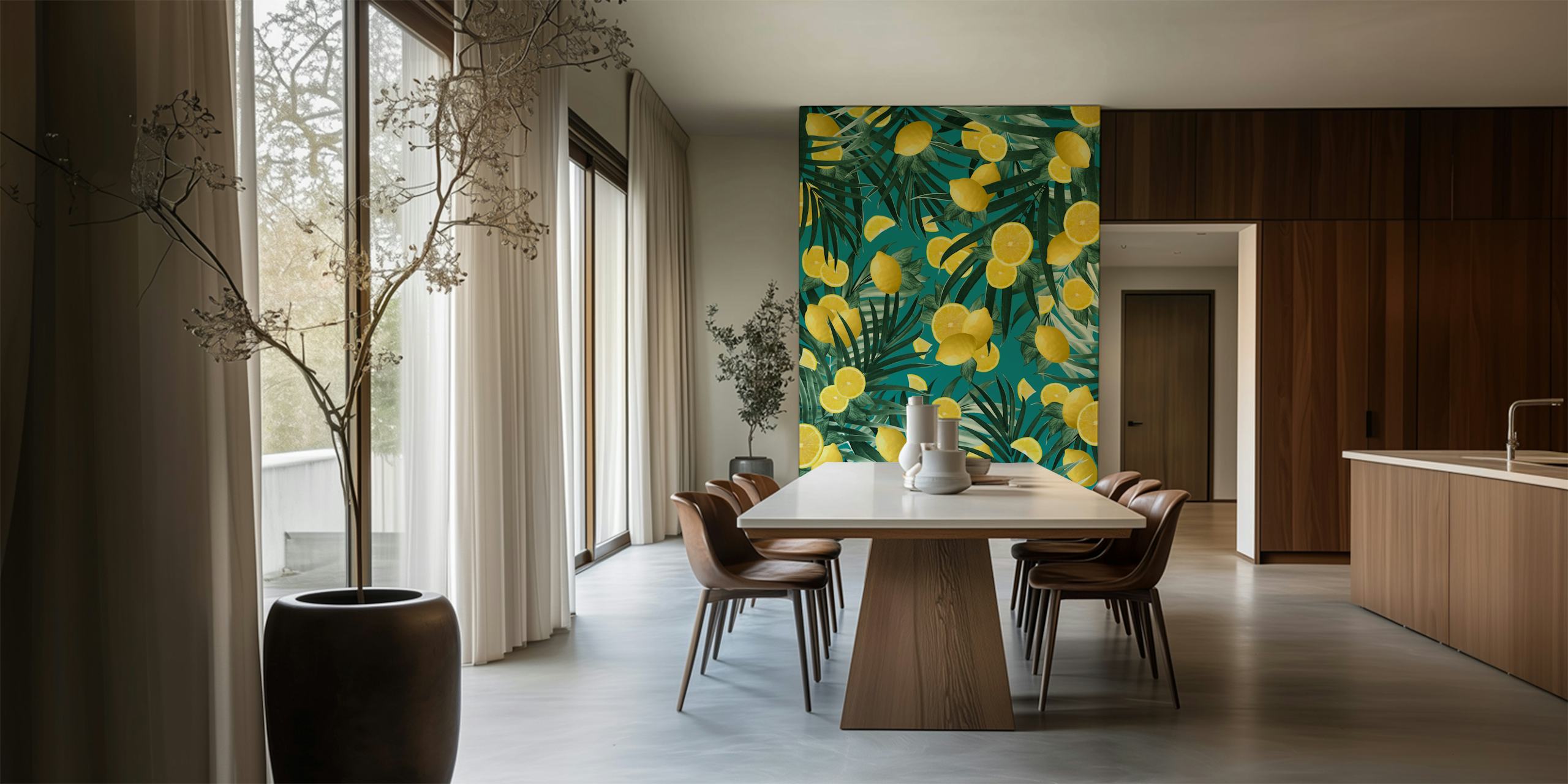 Summer Lemon Twist Jungle wallpaper in a room