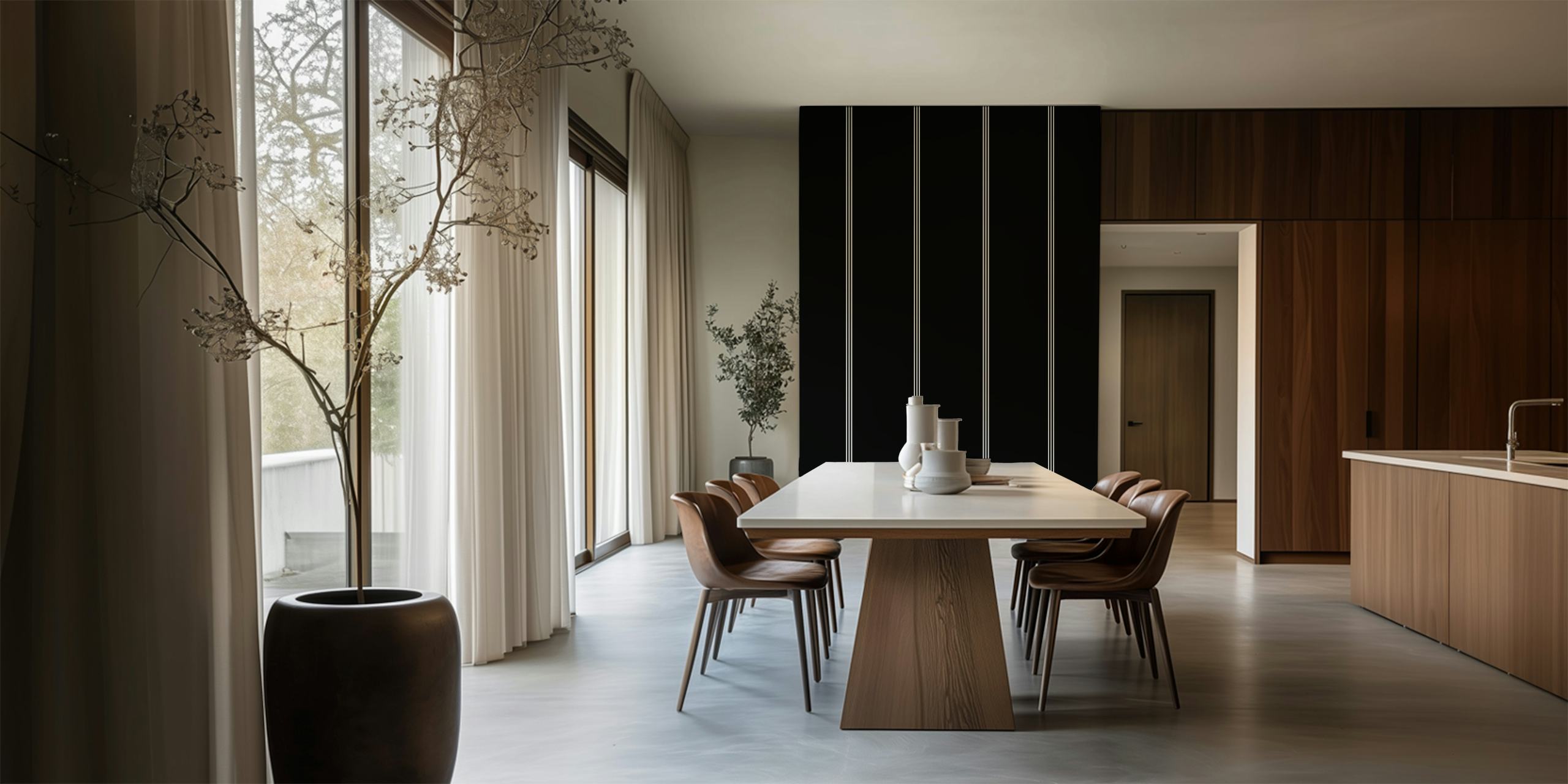 Minimalistisk svart och vit randig tapet för elegant inredning