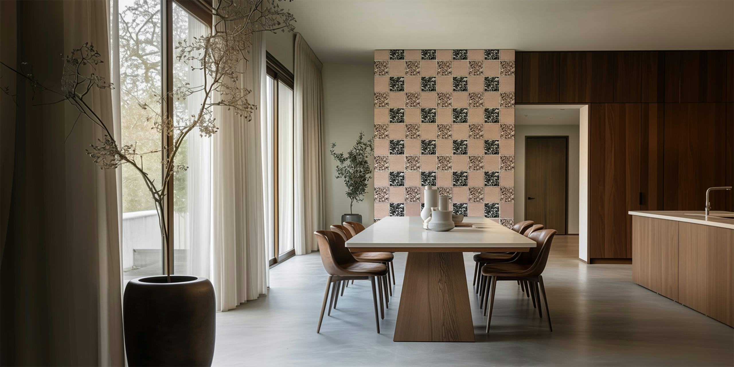 Blush Check Glitter Glam Tapete in einem Zimmer