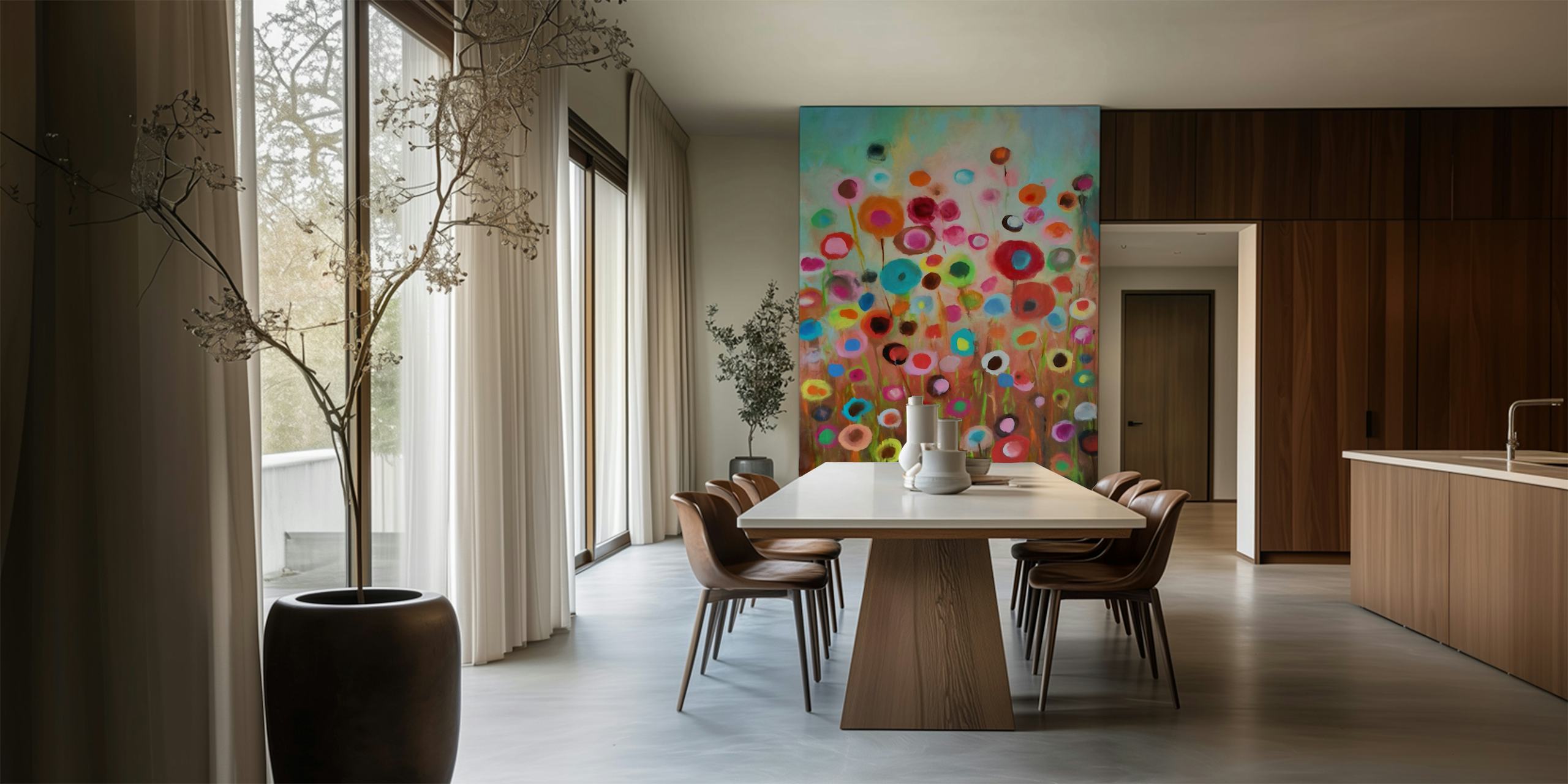 Χρωματιστός τοίχος Living Flower Garden Painting