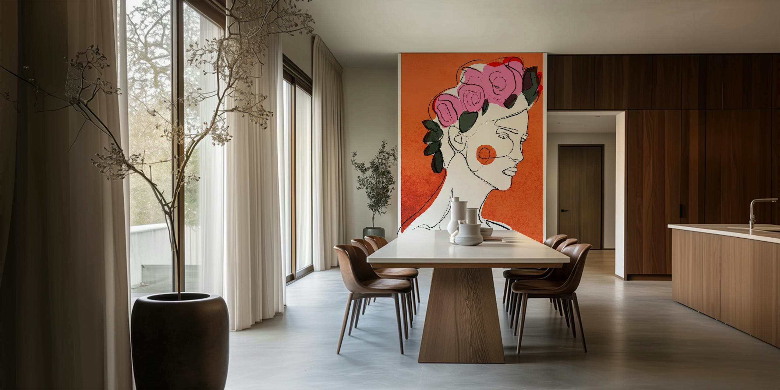 Amor wallpaper design featuring floral art