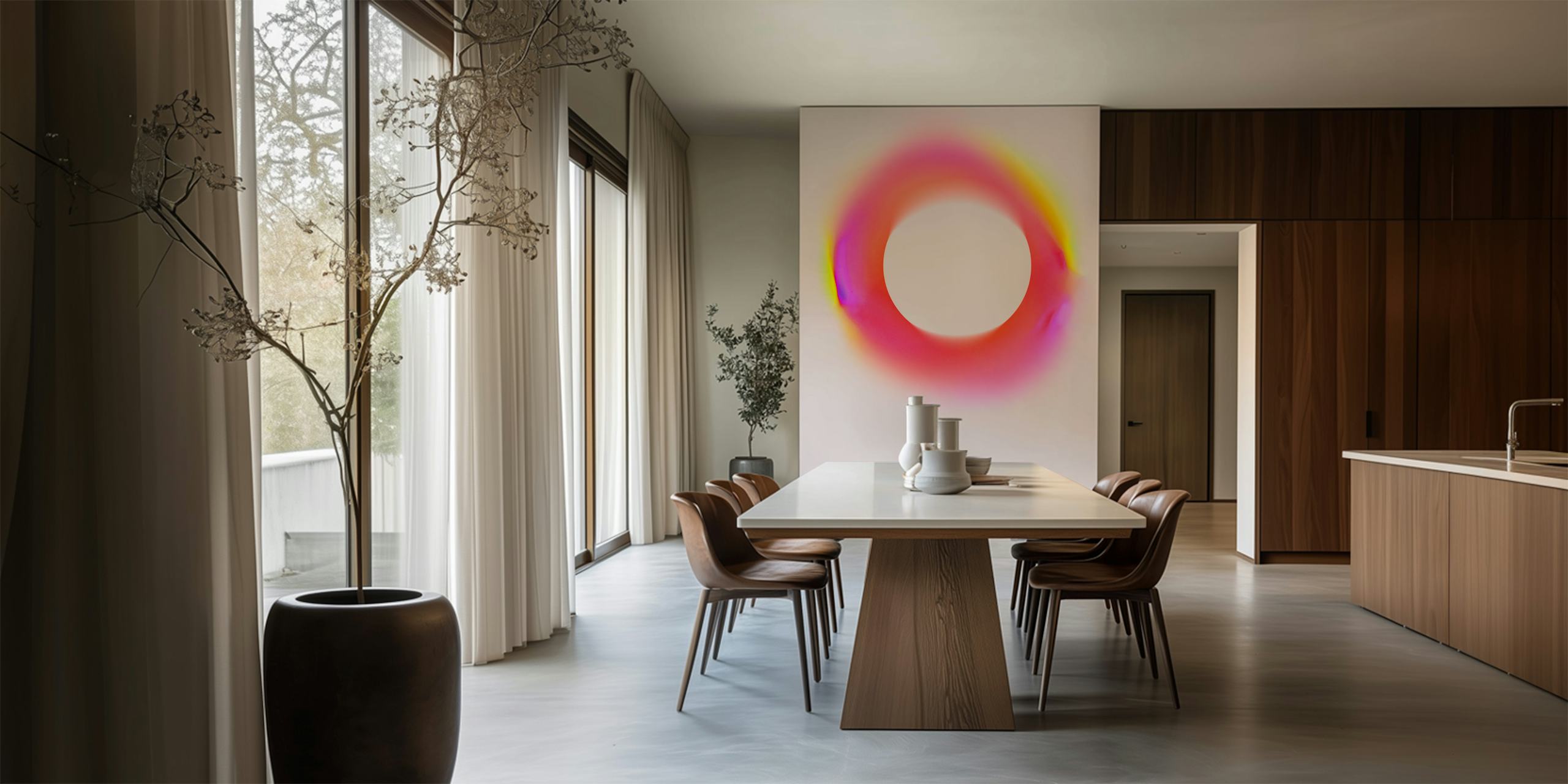 Colorful abstract circular design with gradient shades wallpaper