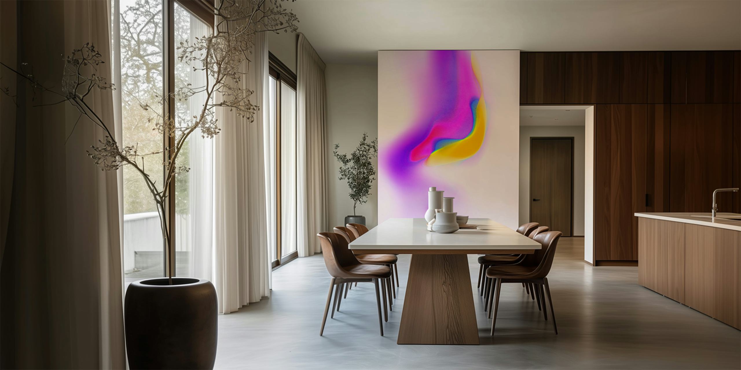 Abstract papel de parede colorido em um quarto