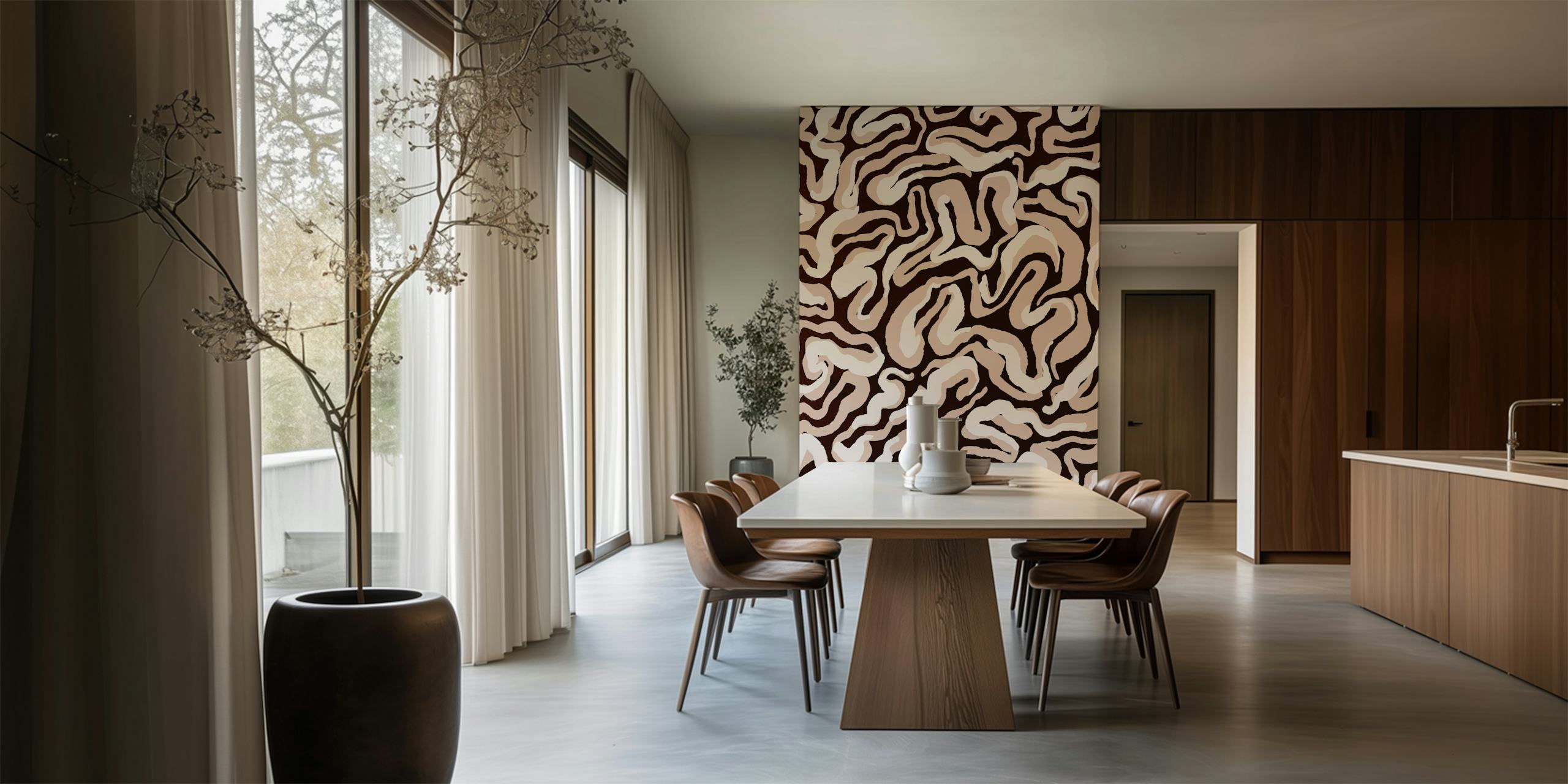 Ταπετσαρία White Beige Pattern σε ένα δωμάτιο