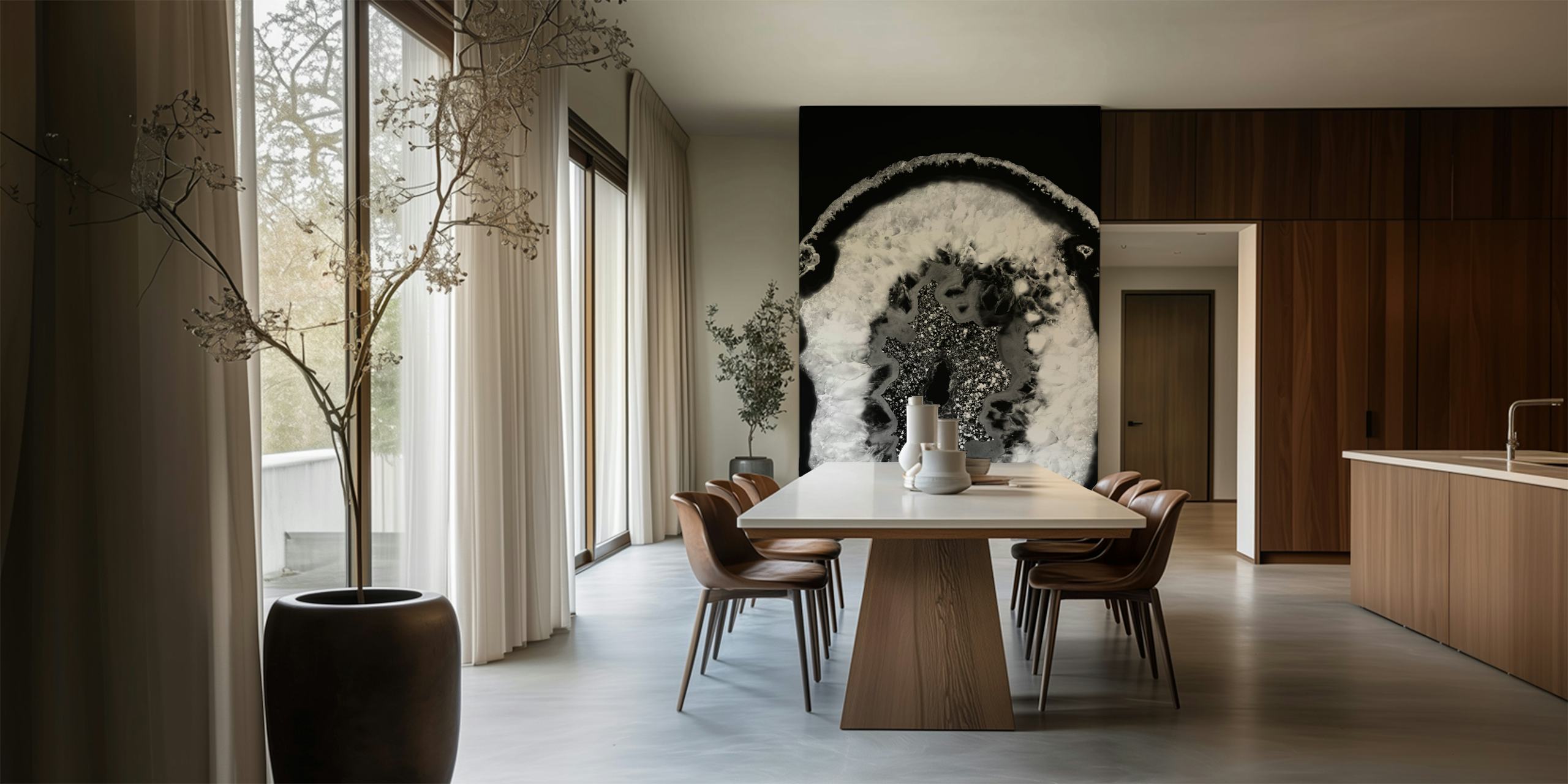 Gray and black agate design with glitter accents wallpaper