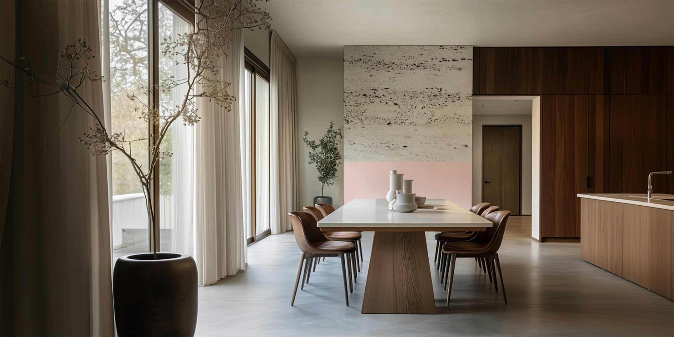 Papel de parede Blush on Concrete 1 em um quarto