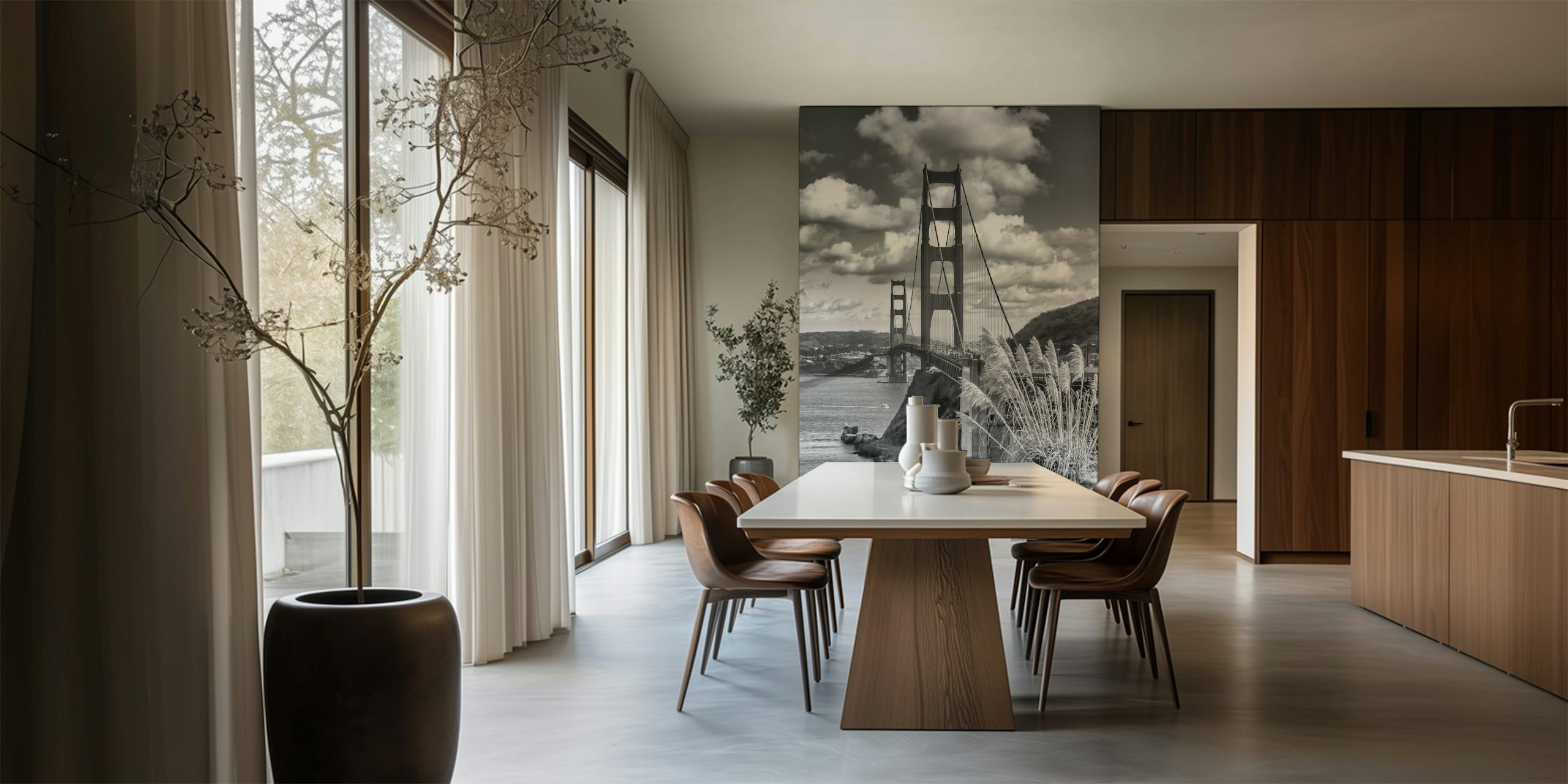 Svart och vit tapet av Golden Gate Bridge i San Francisco
