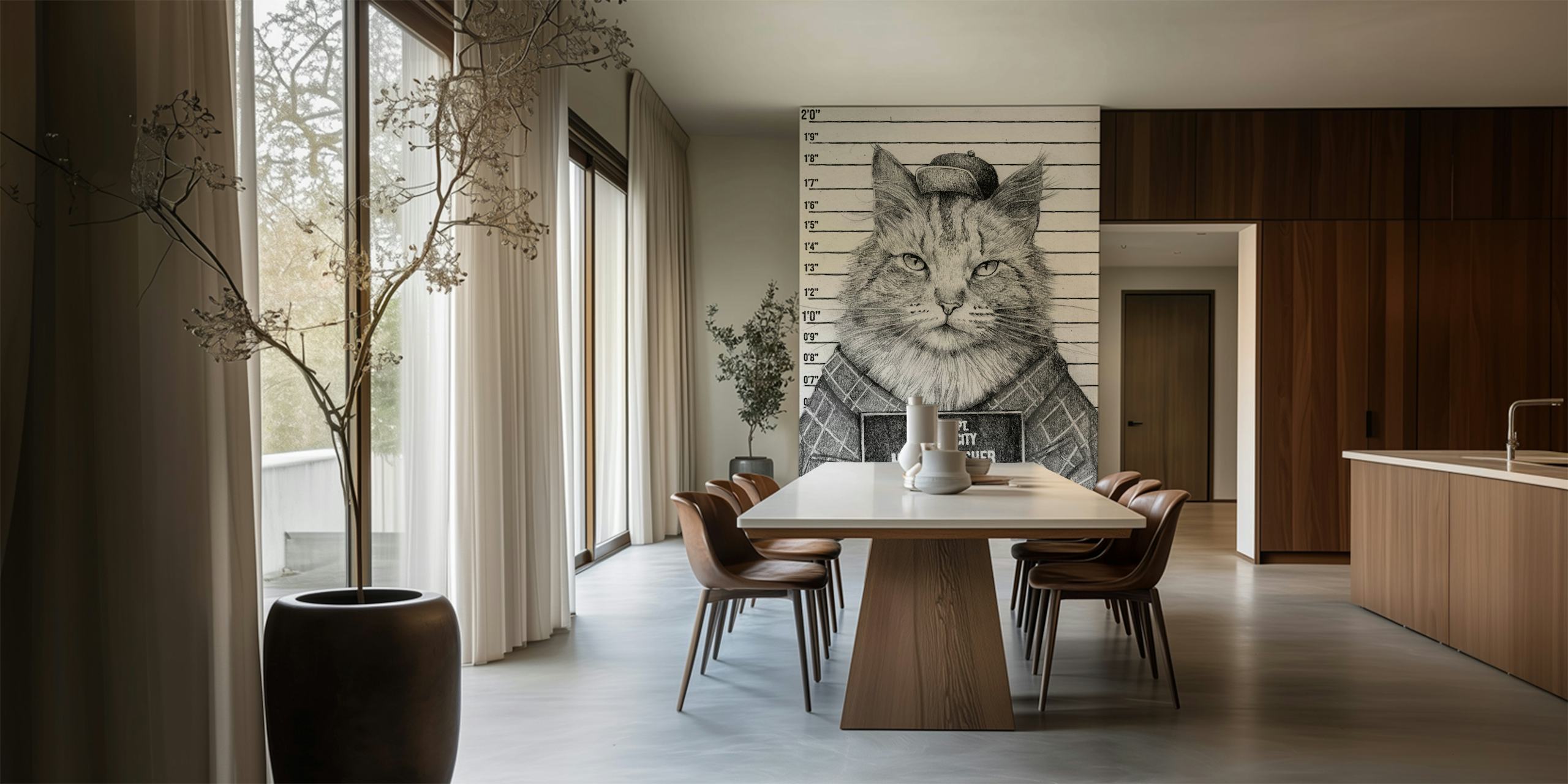 Fototapete „Maine Punisher“ mit Katzendetektiv und Fahndungsfoto