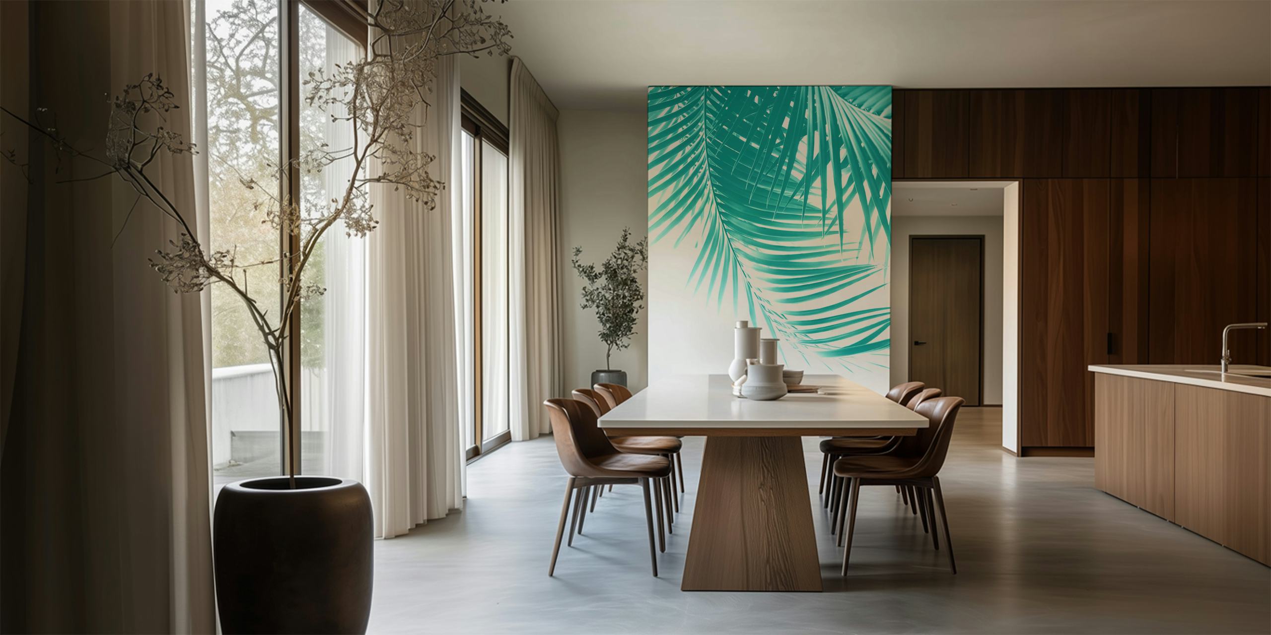 Palm Leaves tapet i Soft Turquoise