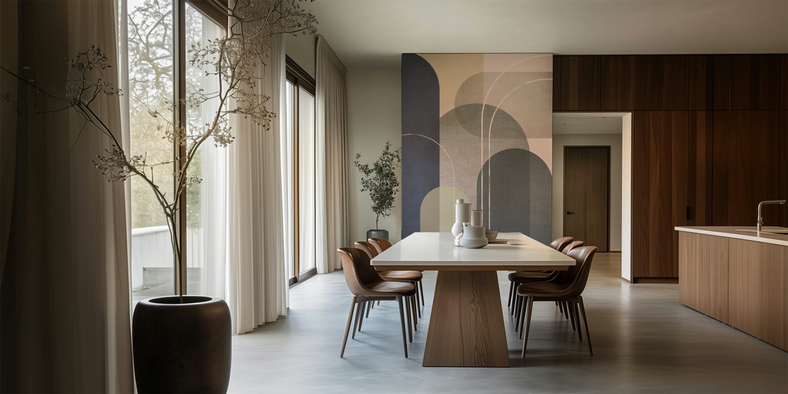 Modern Mid Century Linen 2 ταπετσαρία σε ένα δωμάτιο
