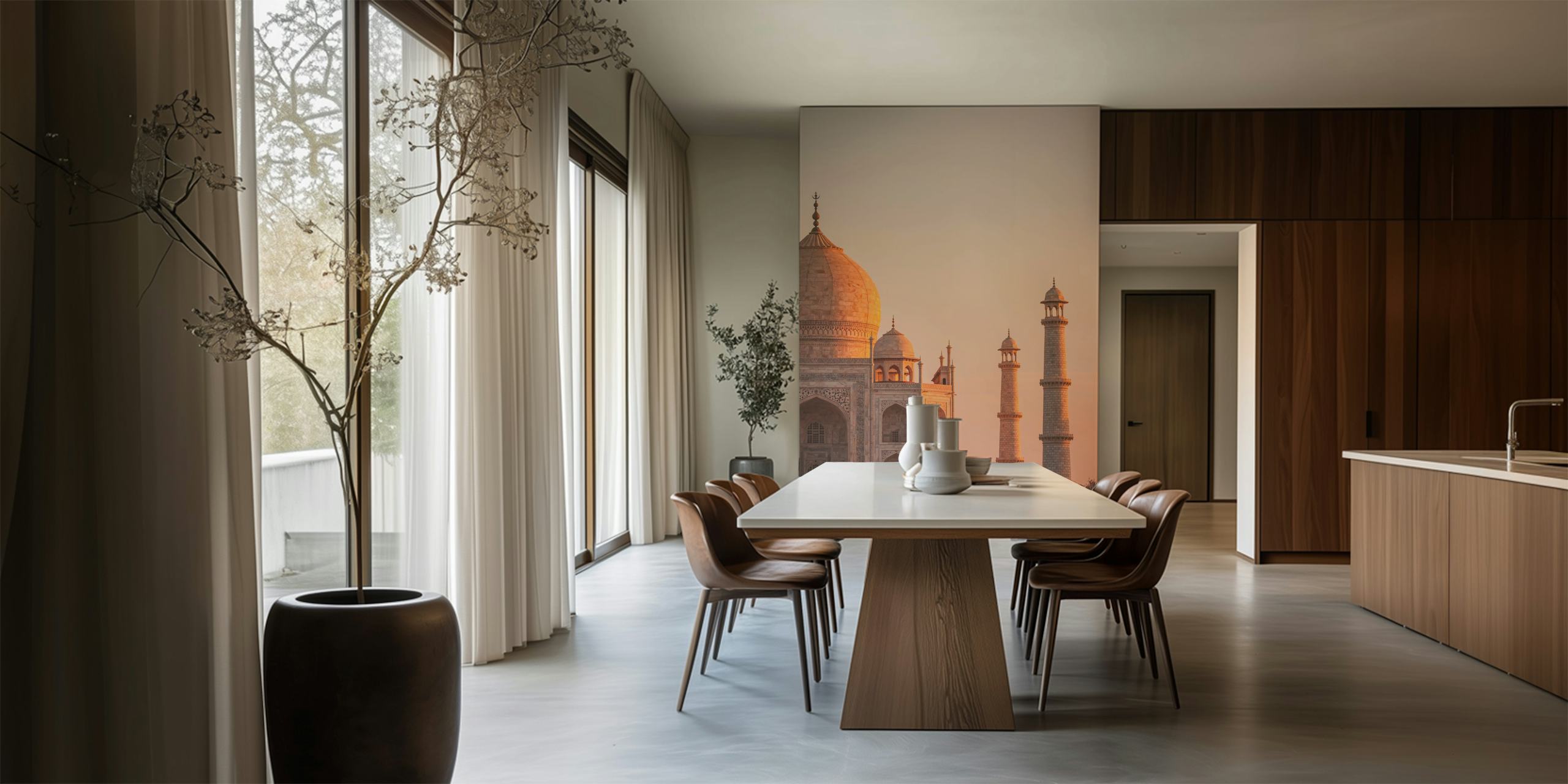Taj Mahal at sunset wallpaper in a room