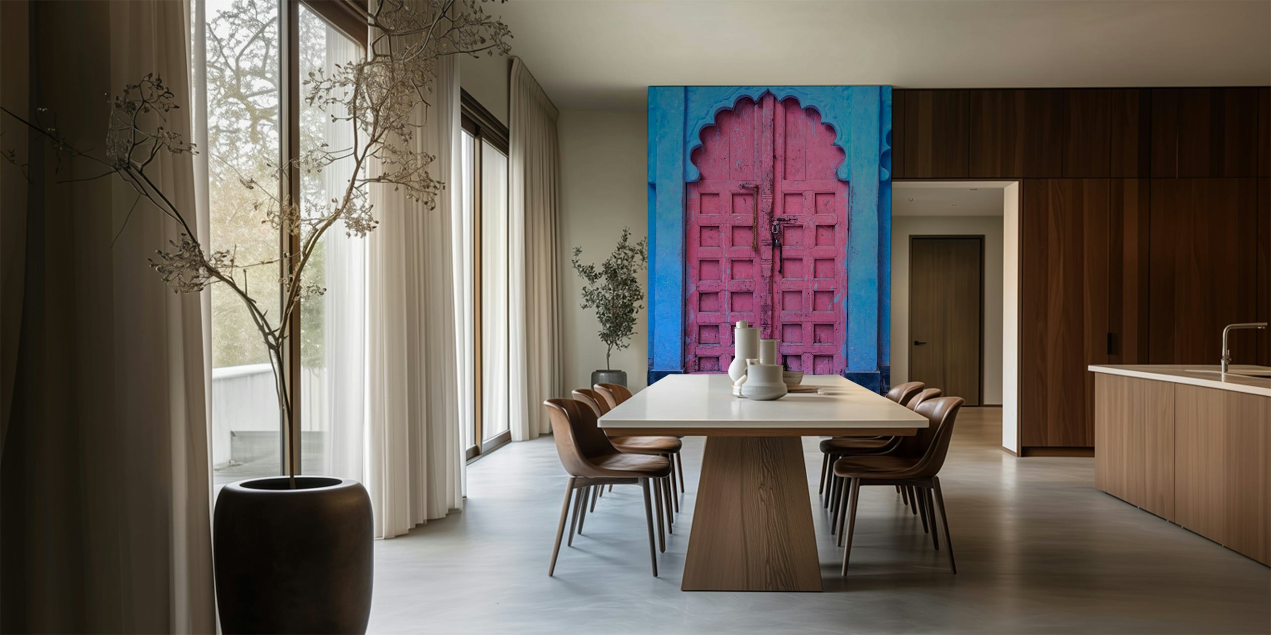 Papel de parede com uma Pink Door In The Blue City