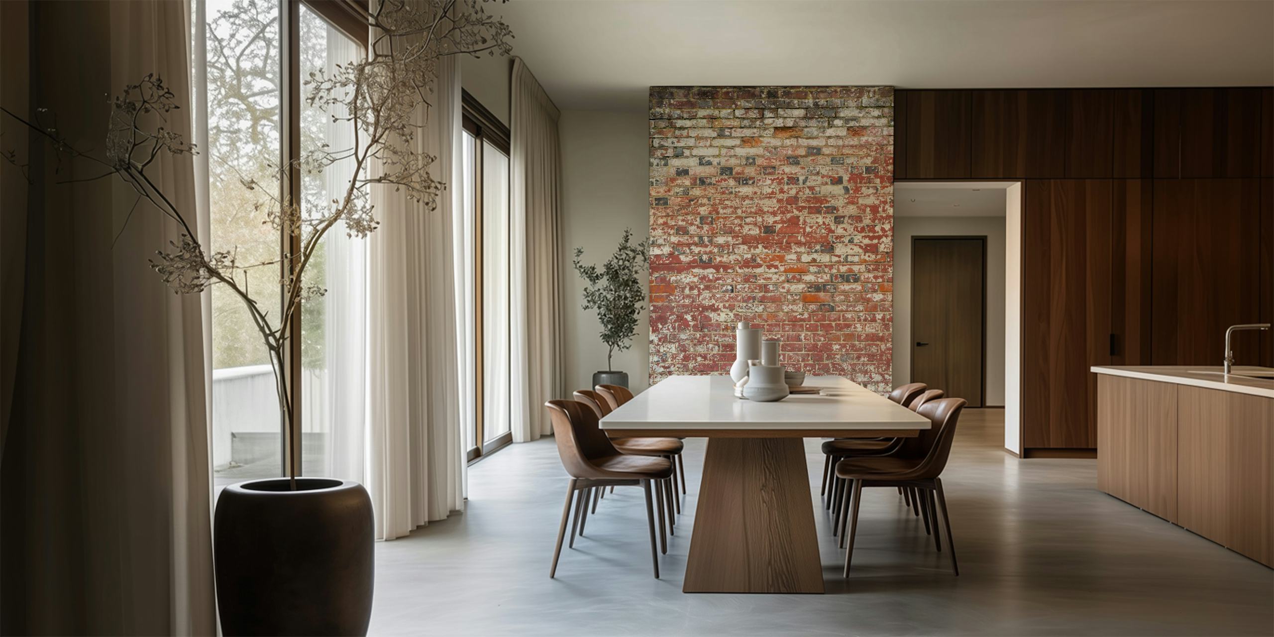 Mur en briques rouges vieillies et textures diverses wallpaper