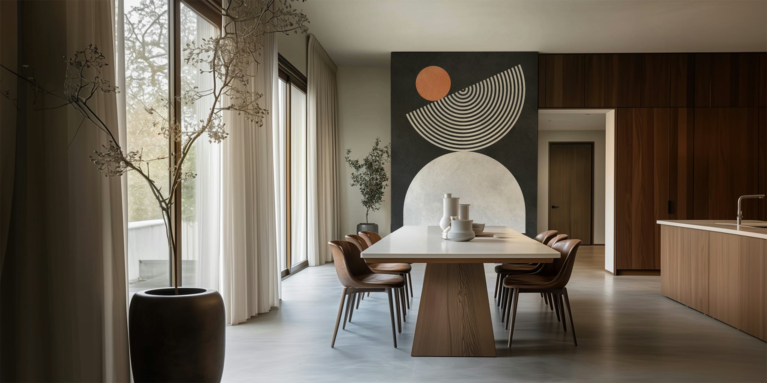 Papel de parede Lines and circles em uma sala moderna