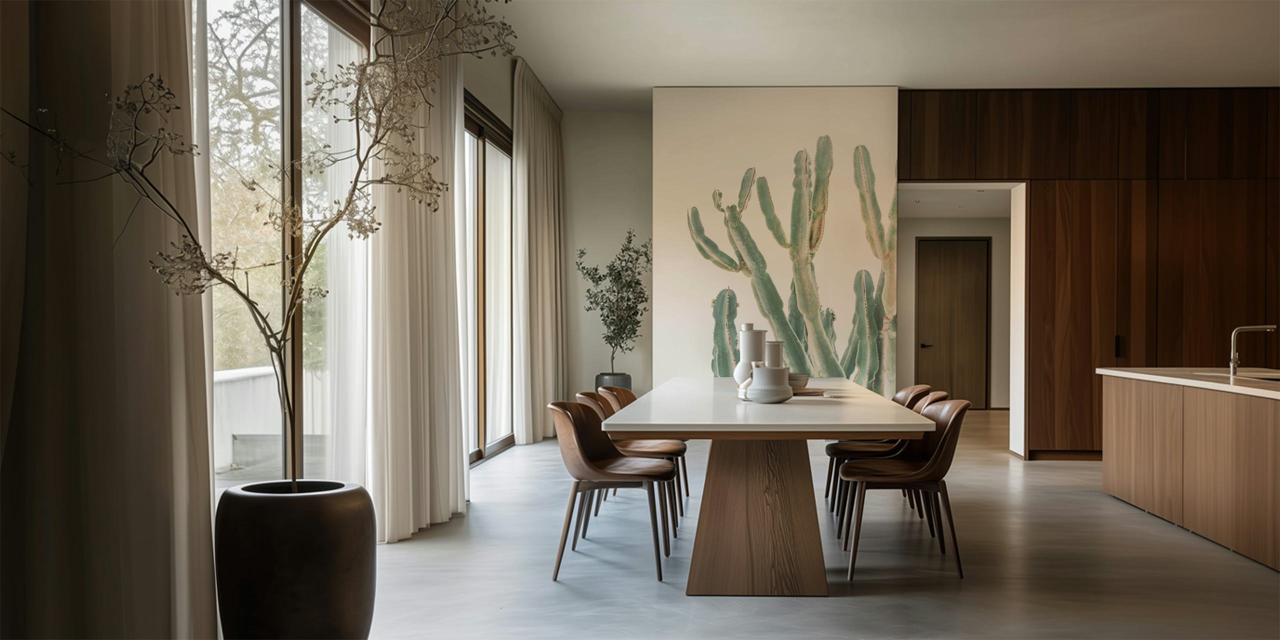 Sunrise cactus tapet i et rum