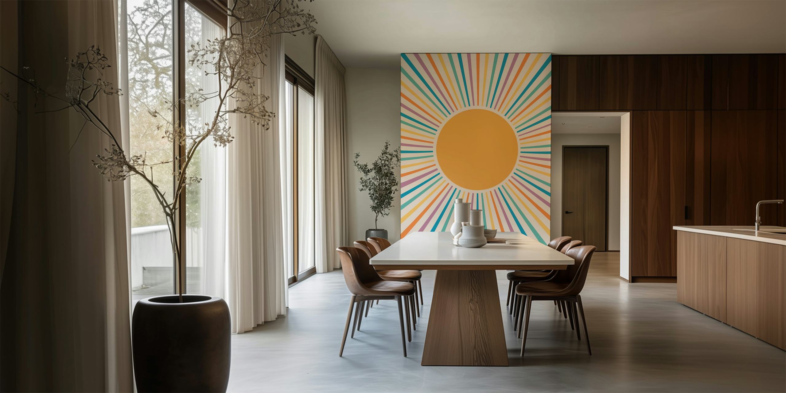 Retro Sun Vibrant Summer design på tapet