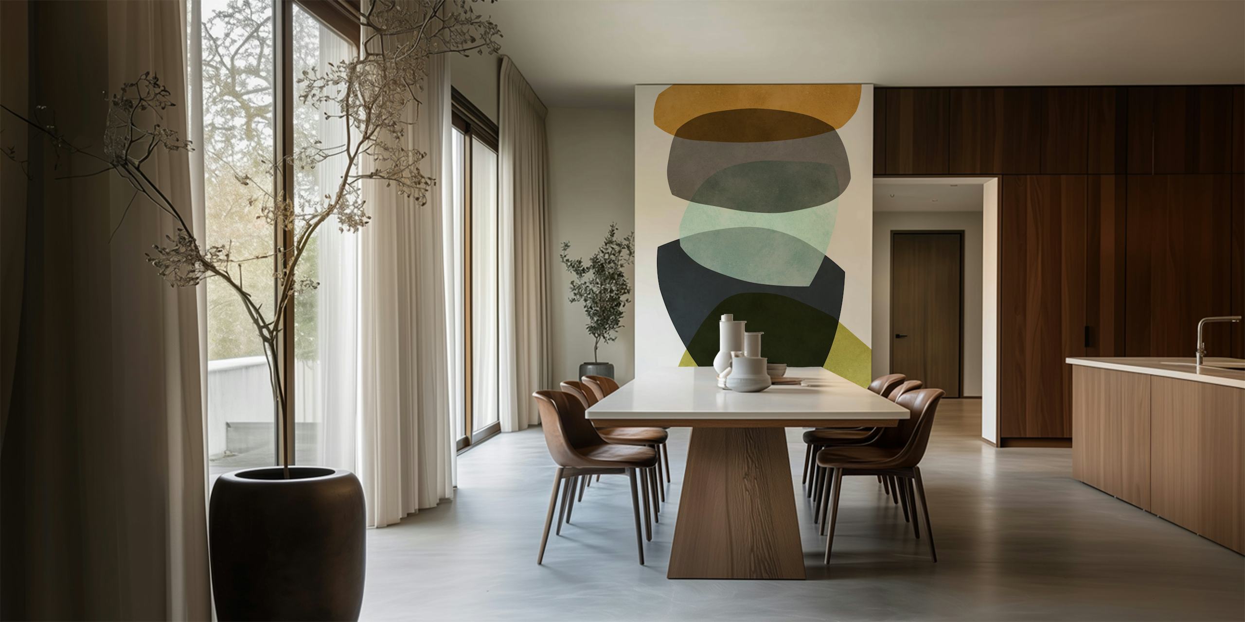 Fotomural superposición de formas coloridas abstractas