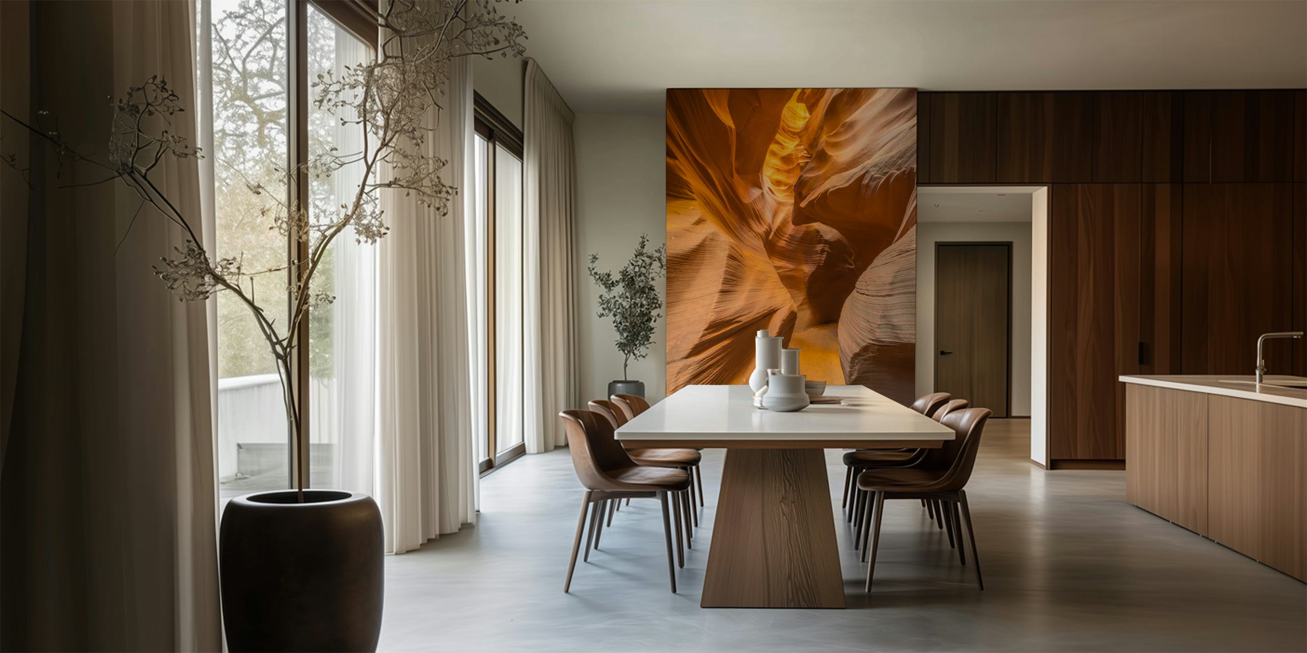 Canyon walls in warm golden tones, abstract textured wallpaper