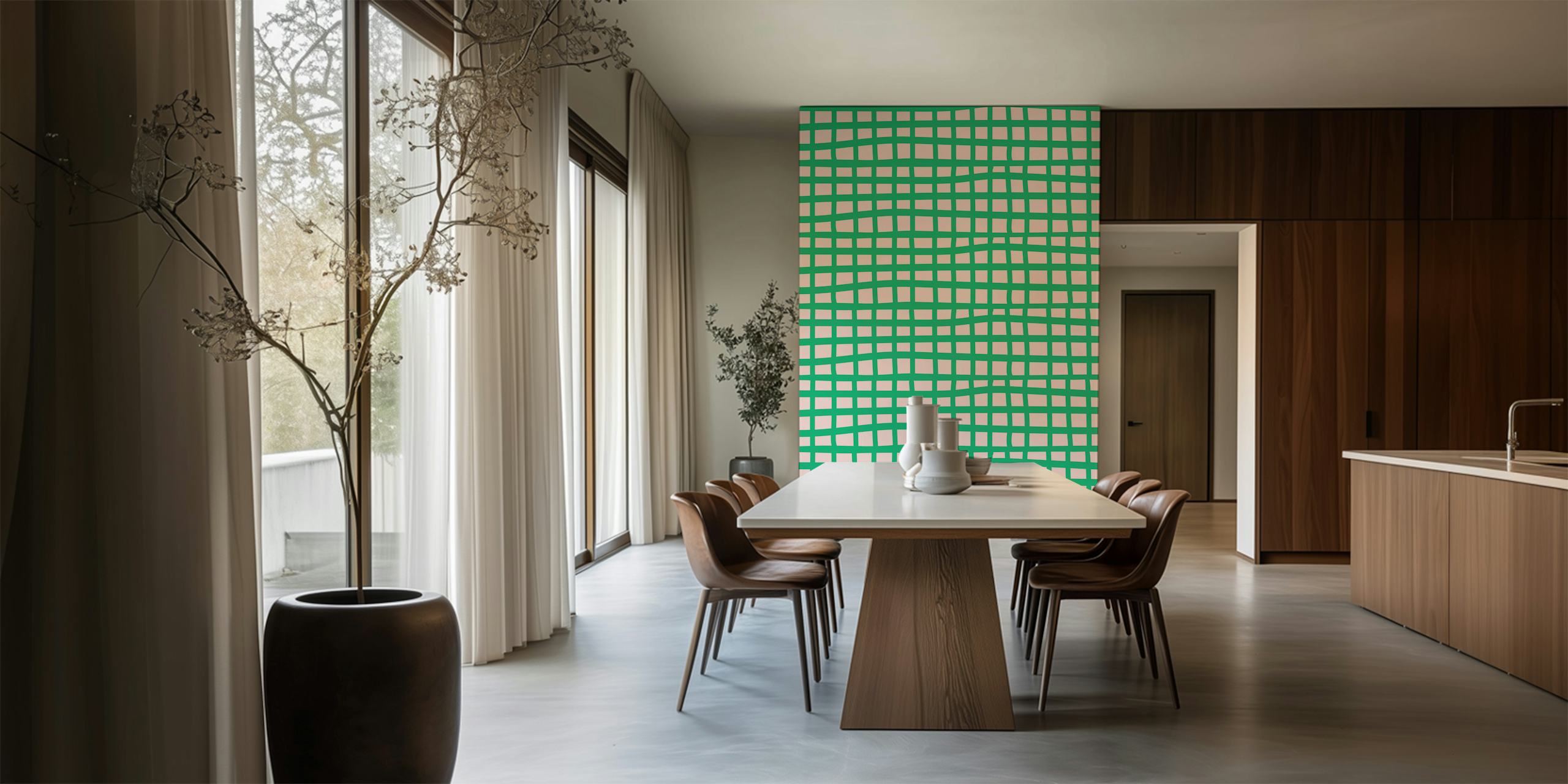 Abstract geometry wallpaper in pink and green