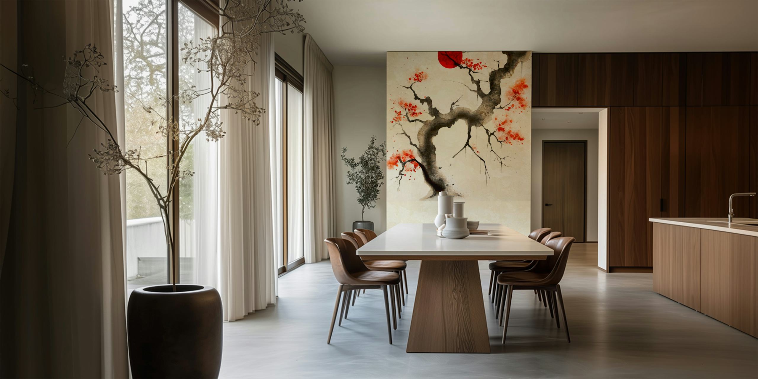 Japandi Dream Forest wallpaper in a room