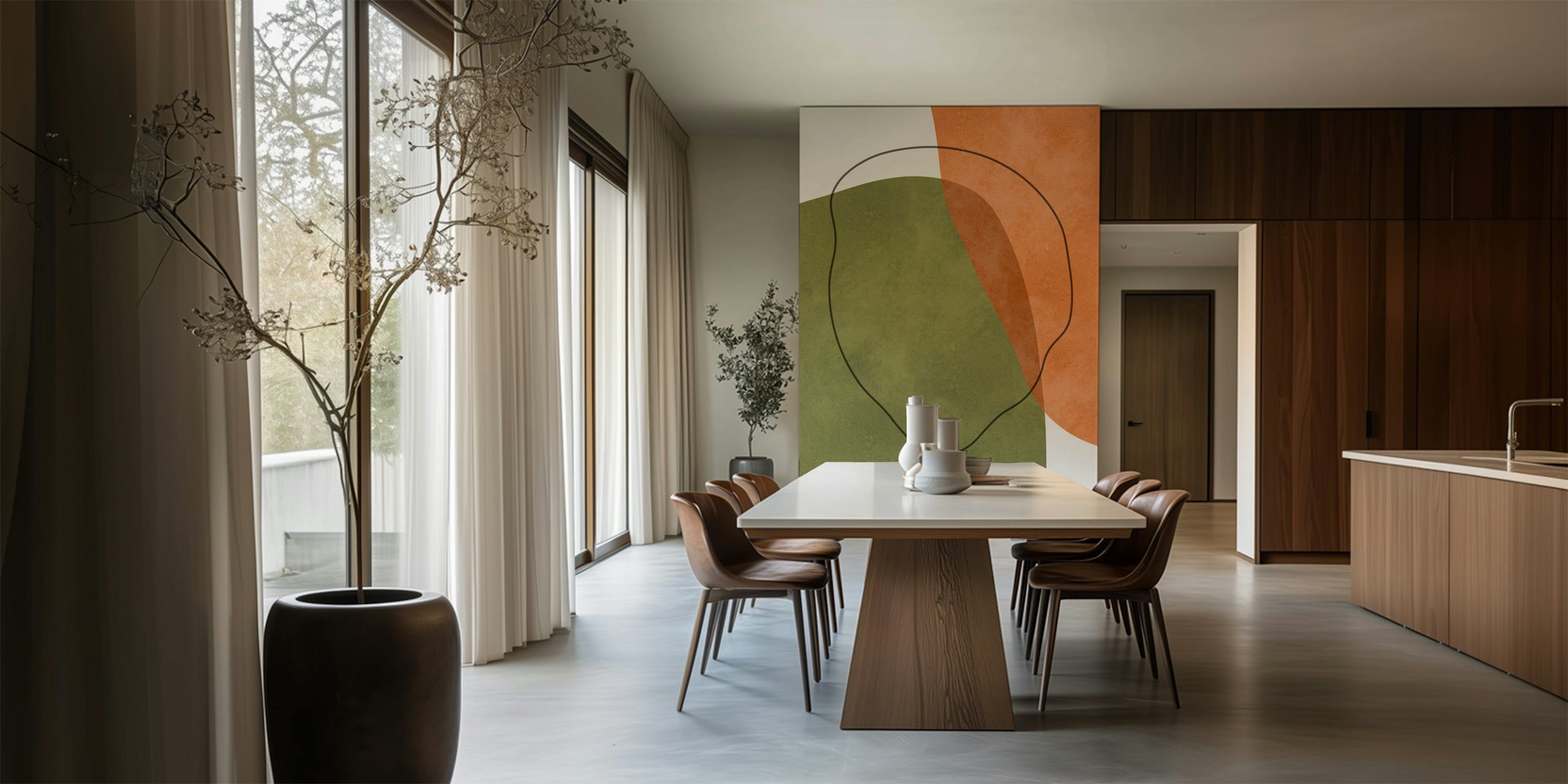 Boho shapes 8 tapetti huoneessa