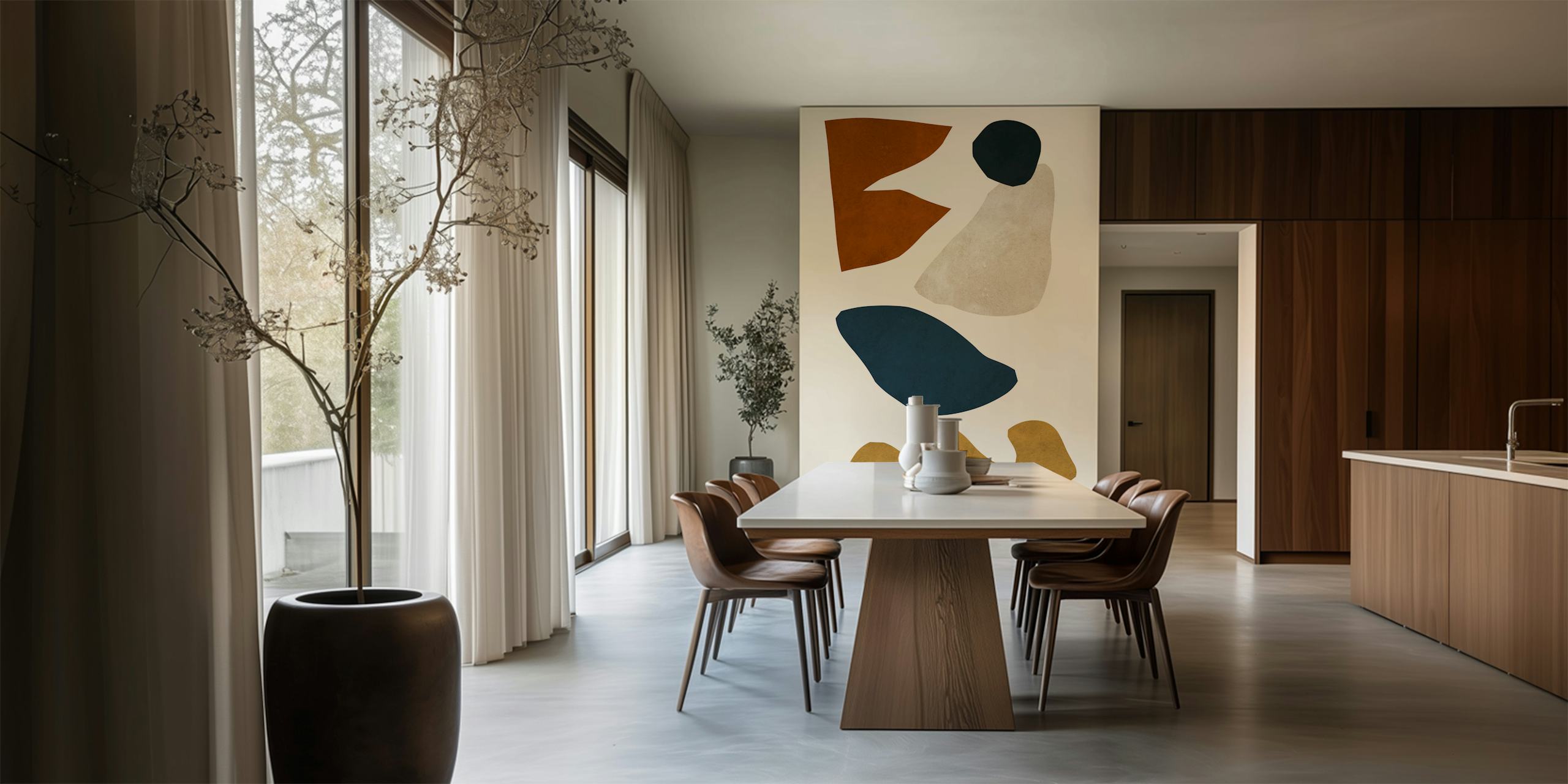 Bold abstract wallpaper design in a room