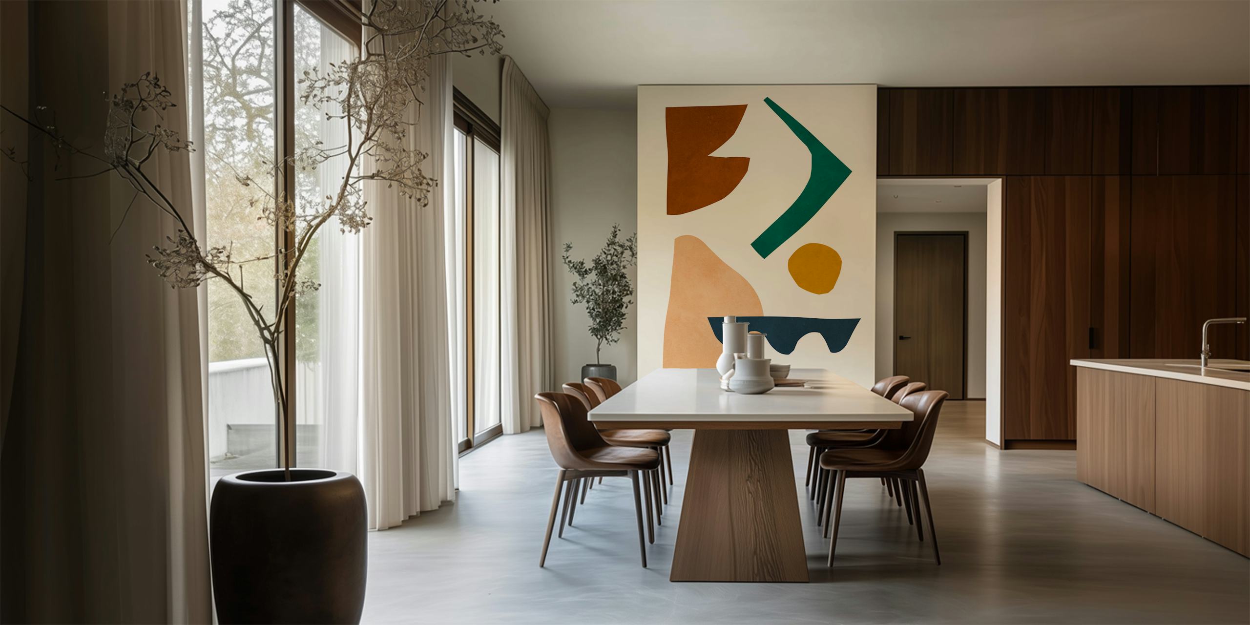 Fargerik tapetdesign i et rom