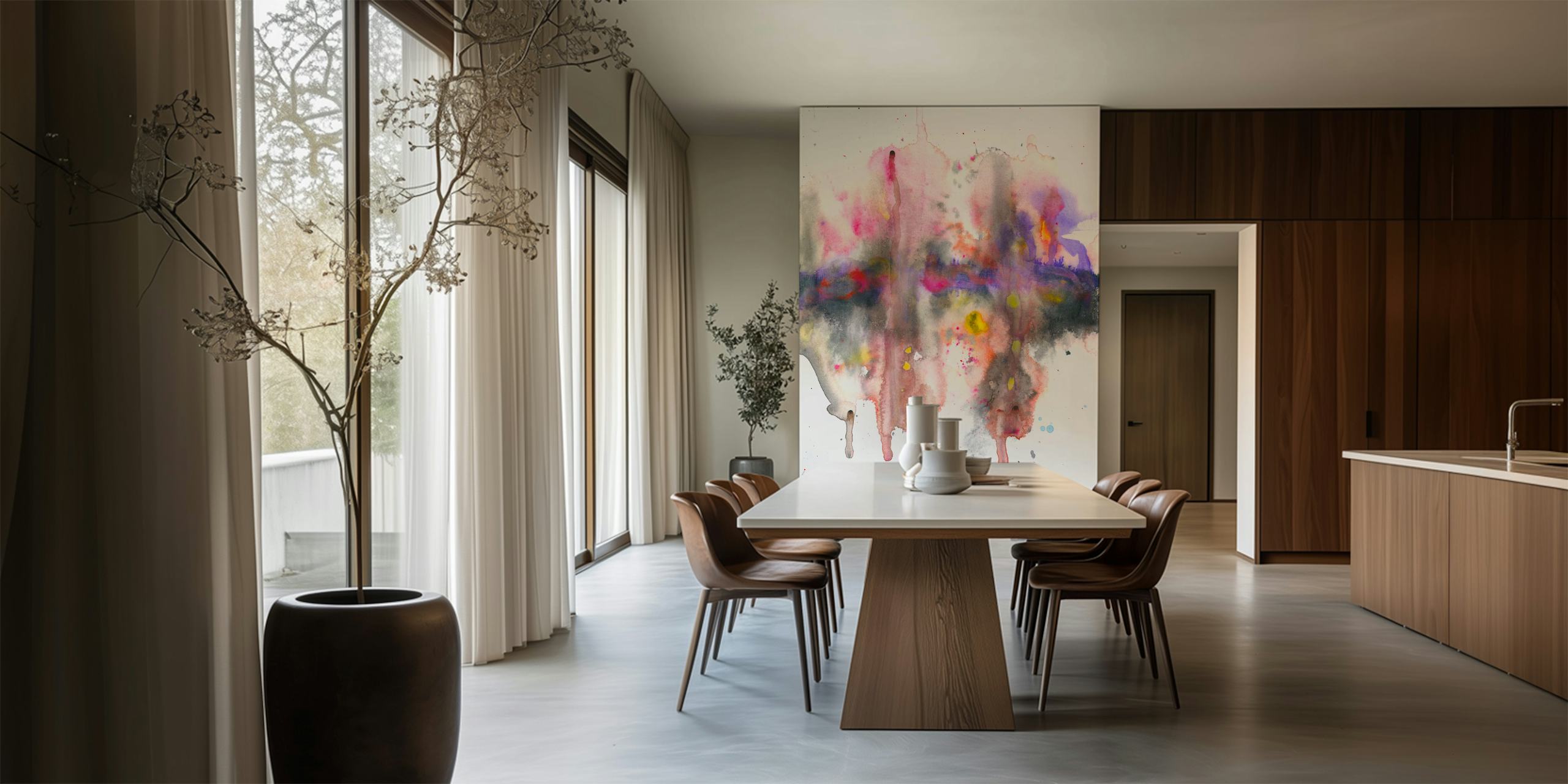 Landscape chaos wallpaper in a stylish room