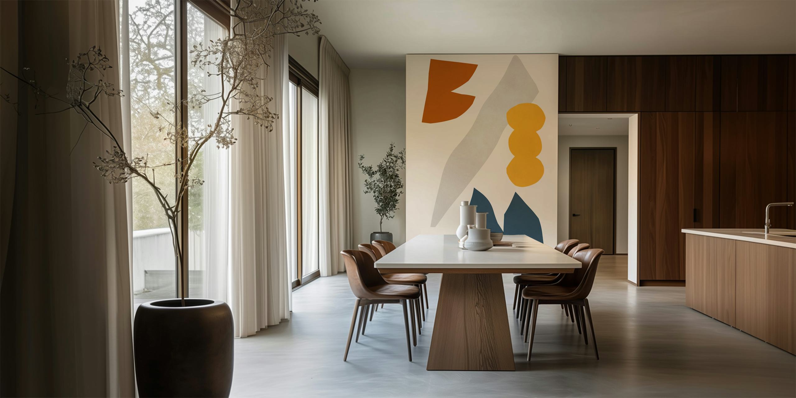 Kleurrijke abstracte wallpaper in een kamer