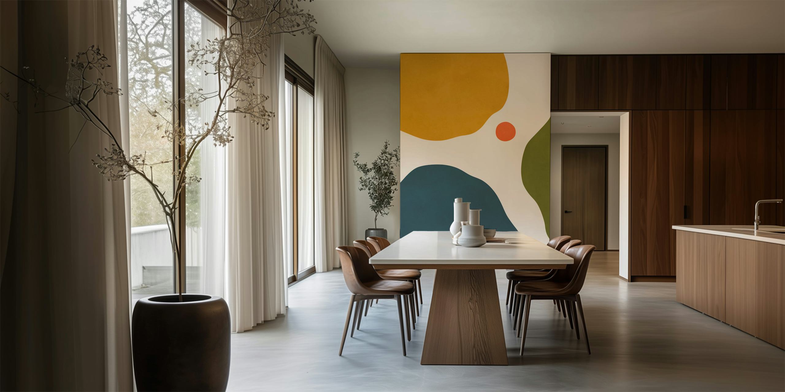 Expressive curved shapes 7 tapetti huoneessa