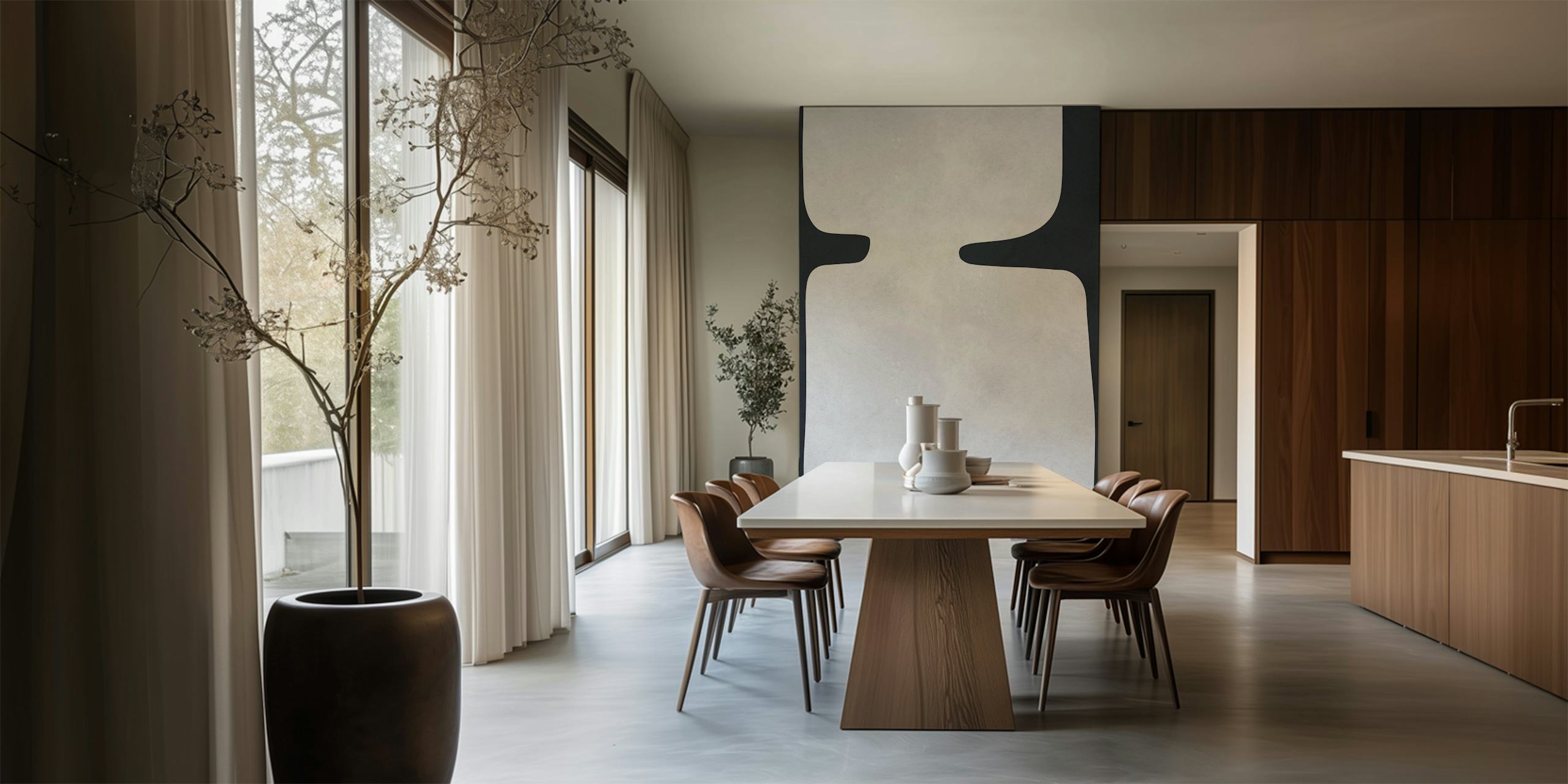 Papel de parede Black and white shapes em um quarto