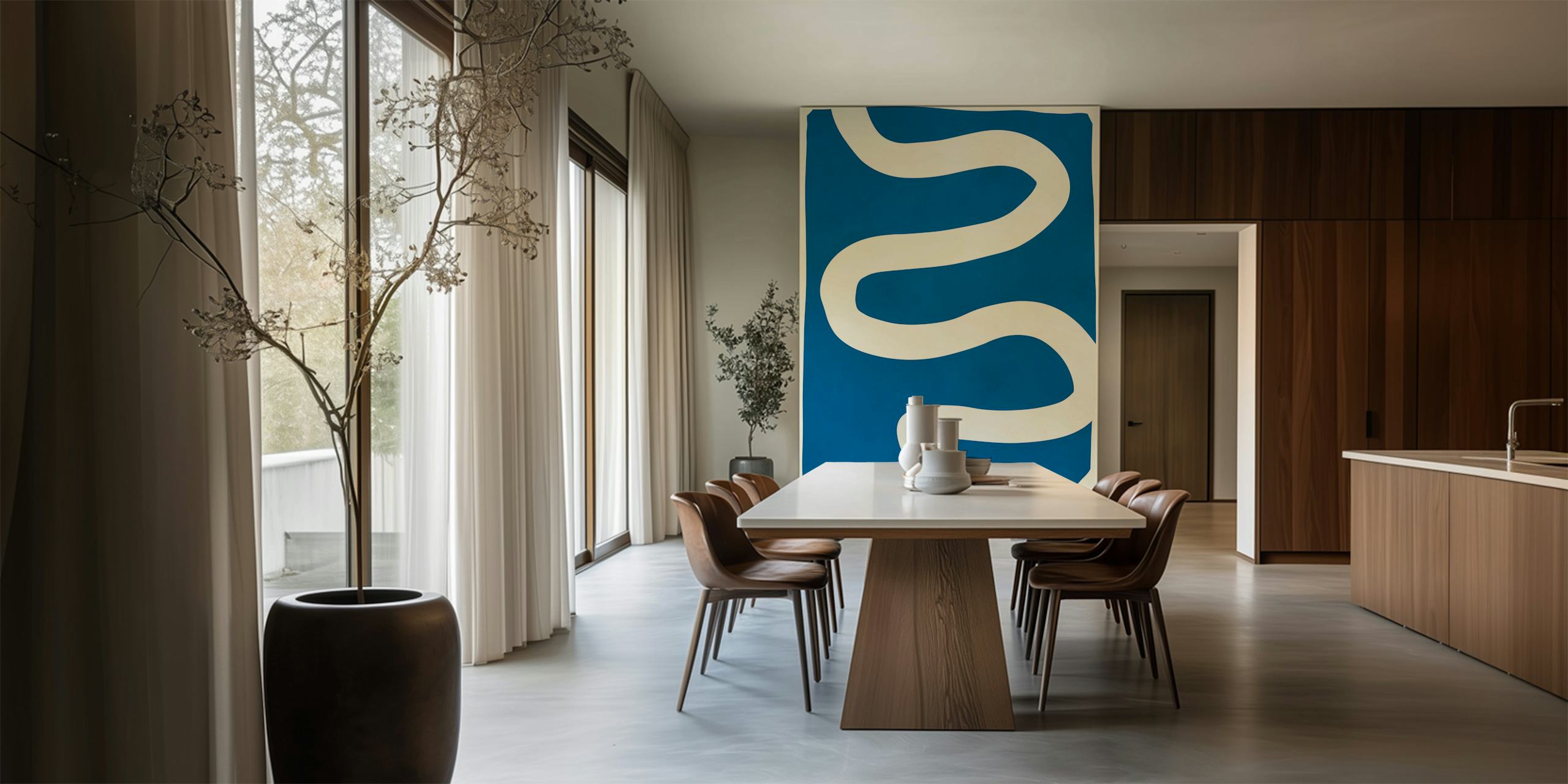 Lines on blue wallpaper i et rom