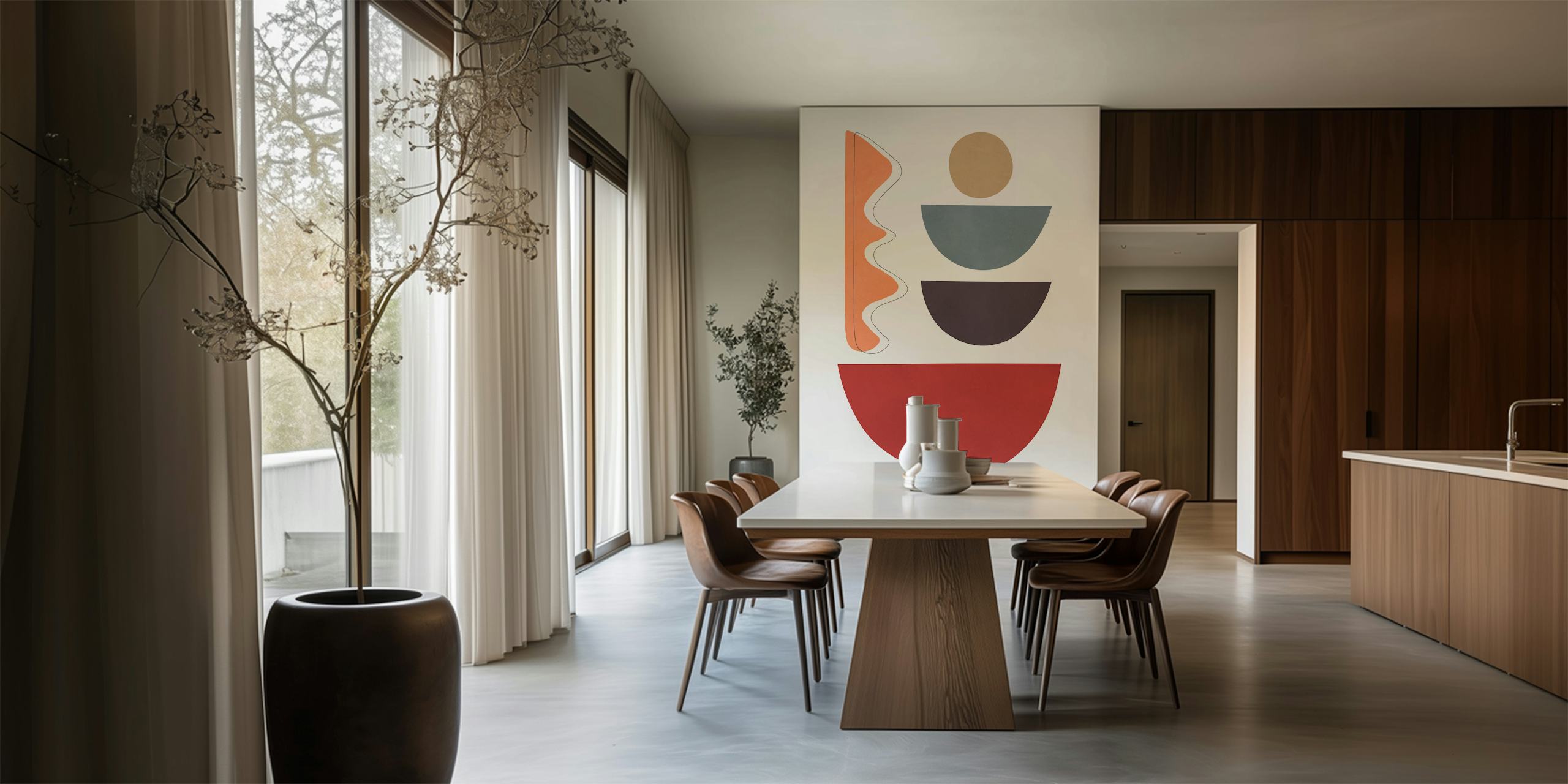 Circles and semicircles ταπετσαρία σε ένα δωμάτιο