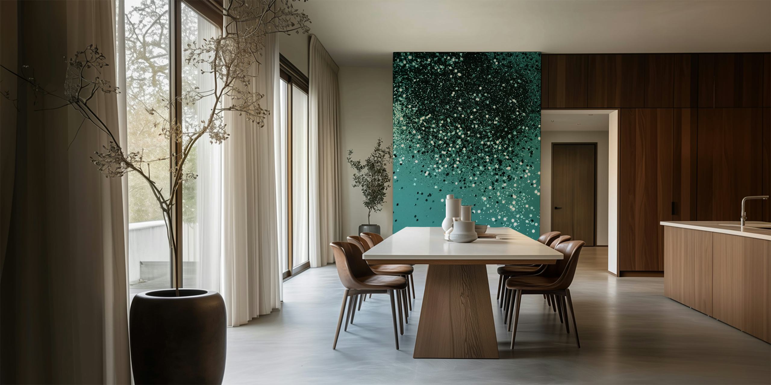 Teal ocean glitter wallpaper with sparkling teal and black elements