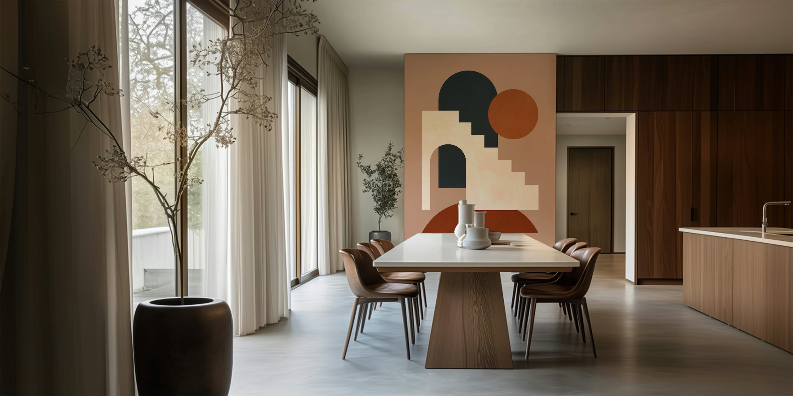 Abstract geometric shapes in earthy colors wallpaper