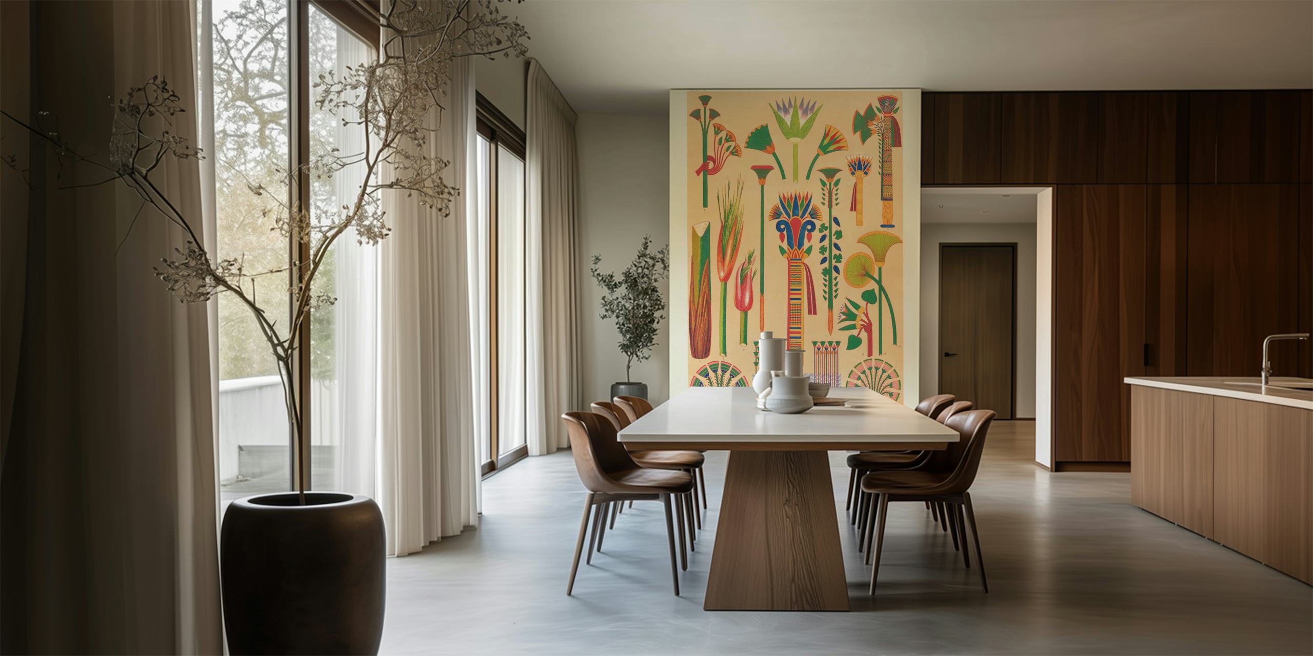 Egyptology wallpaper design in a room