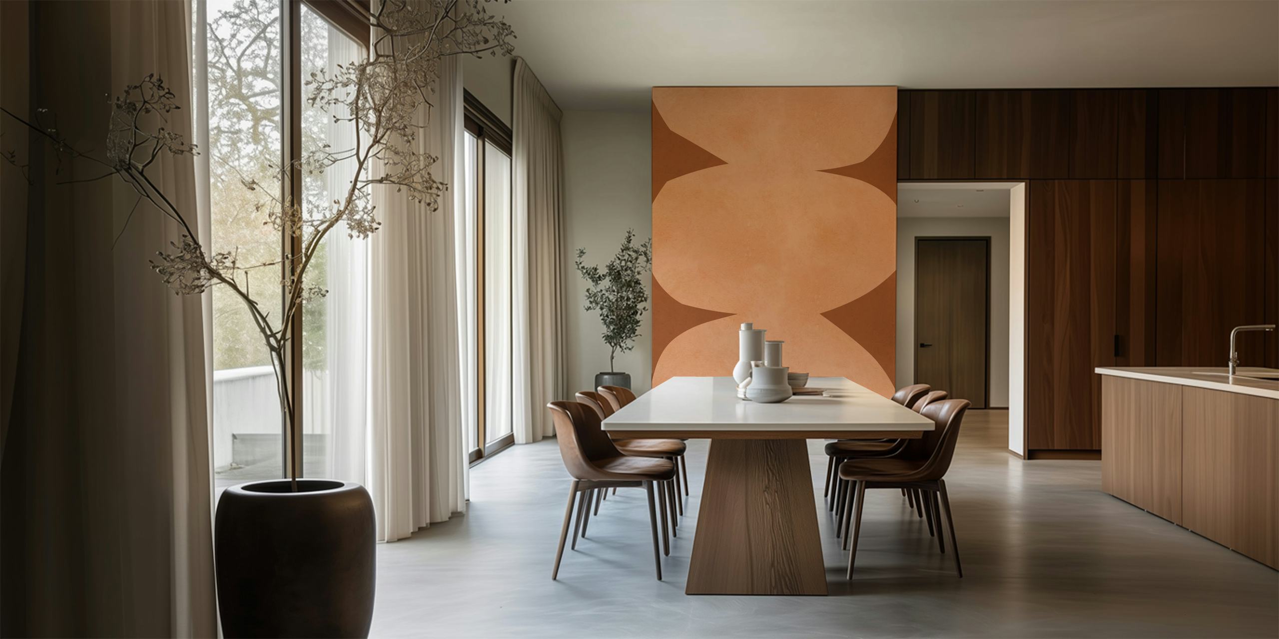 Terracotta geometry geometrisk tapetdesign i et rom