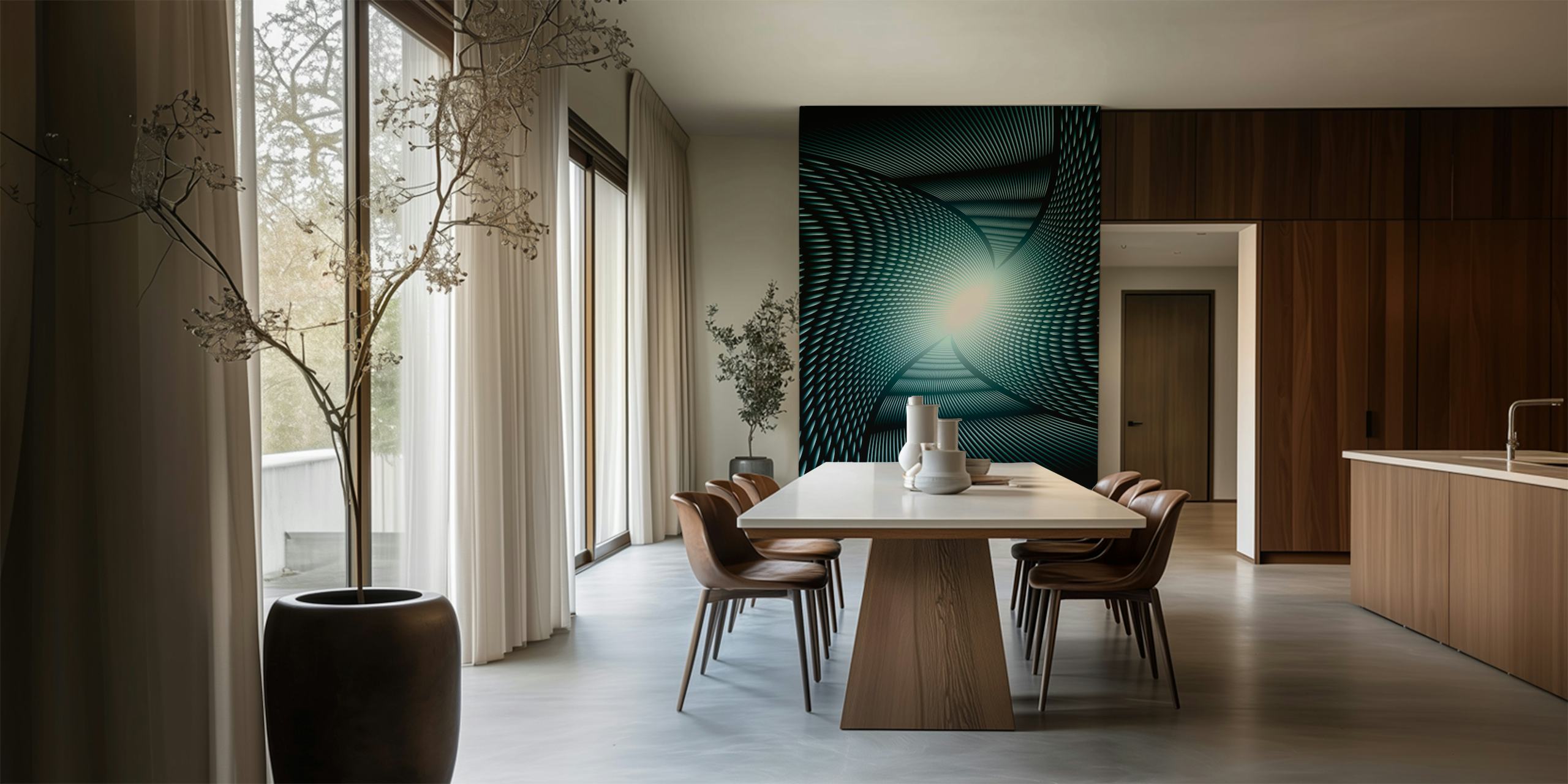 Geometric pattern in black and silver tones wallpaper