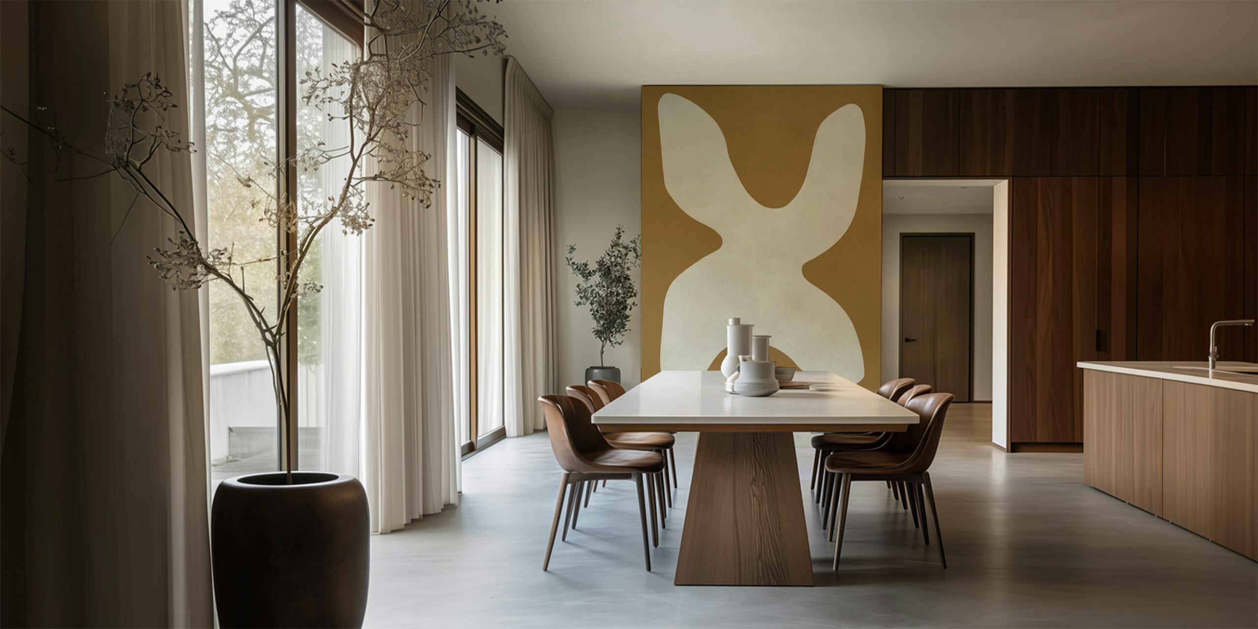 Carta da parati Organic Form Contrast in una stanza